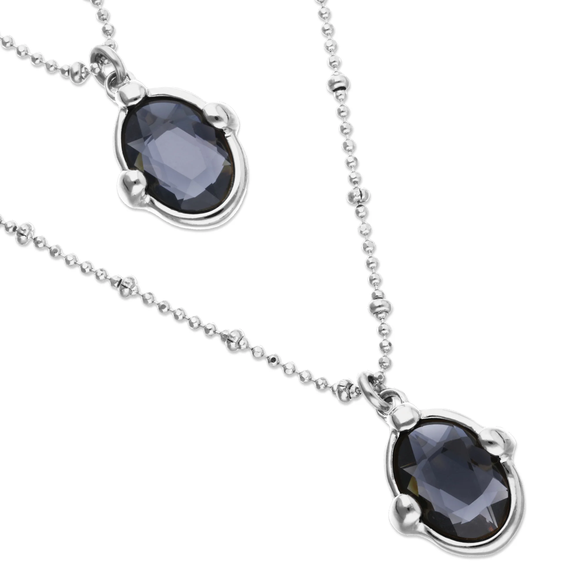 UNOde50 Ser Deslumbrante Silver-Plated Multi-Layer Black Oval Crystal Necklace - Image 3