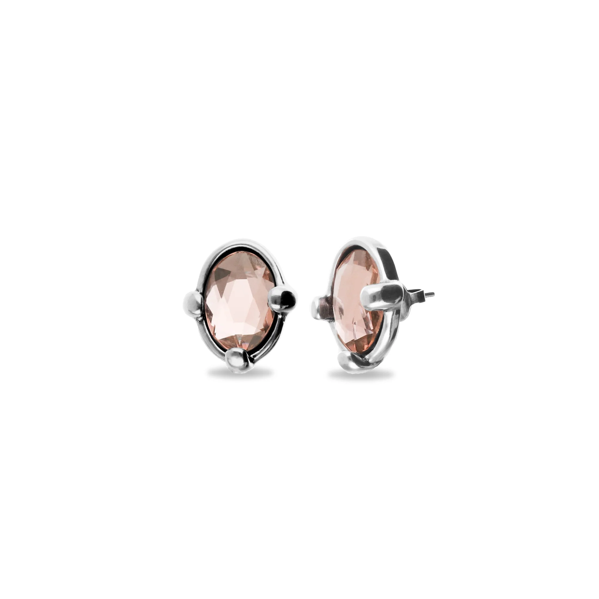 UNOde50 Ser Deslumbrante Oval Pink Crystal Stud Earrings - Image 2