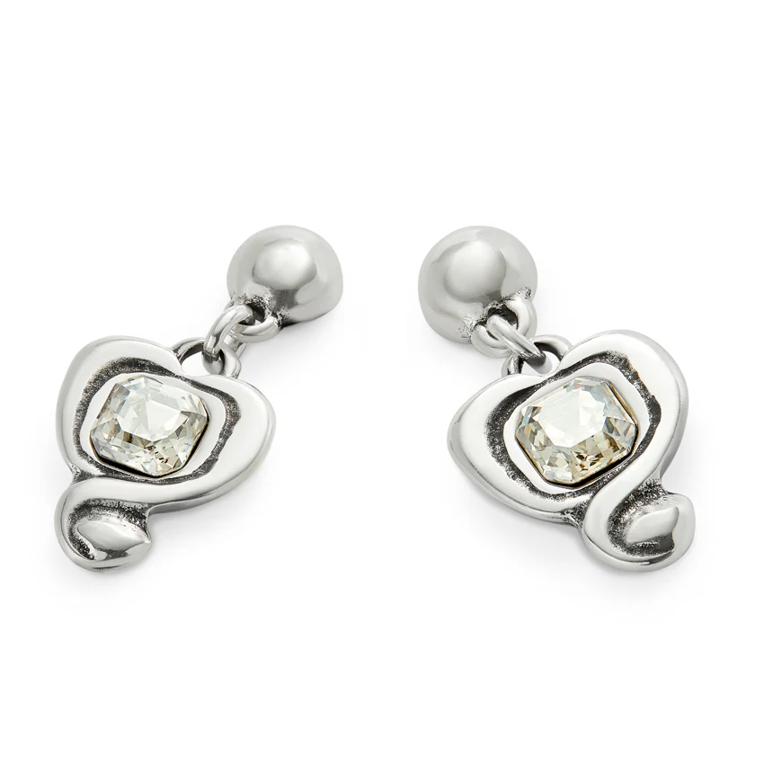 UNOde50 Ser Expresiva Silver-Plated Crystal Heart Shaped Earrings - Image 2