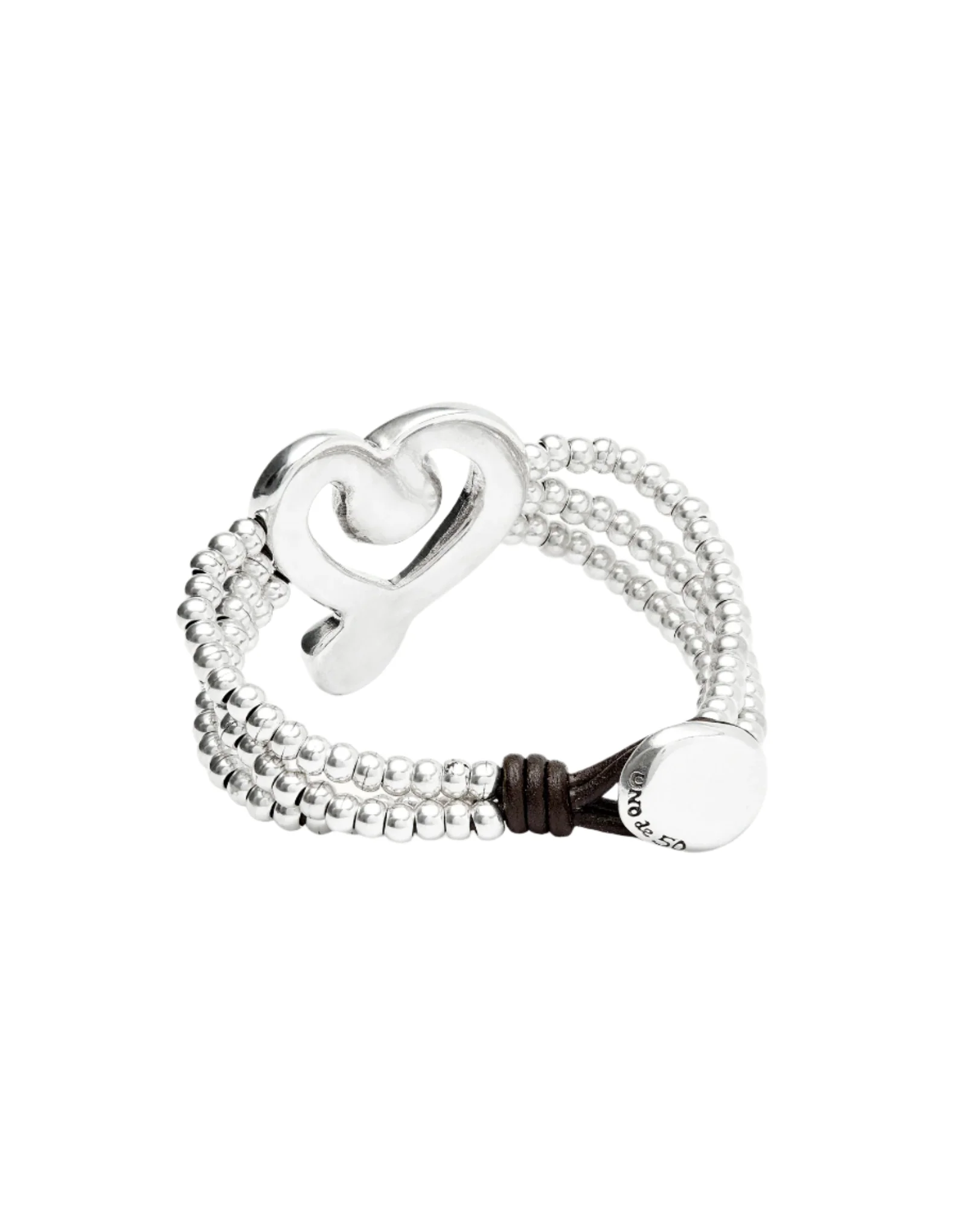 UNOde50 Ser Expresiva Silver-Plated Heart Bead Bracelet - Large - Image 2