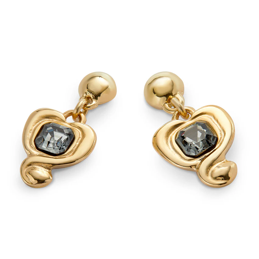 UNOde50 Ser Expresiva Gold-Plated Black Crystal Heart Shaped Earrings - Image 2