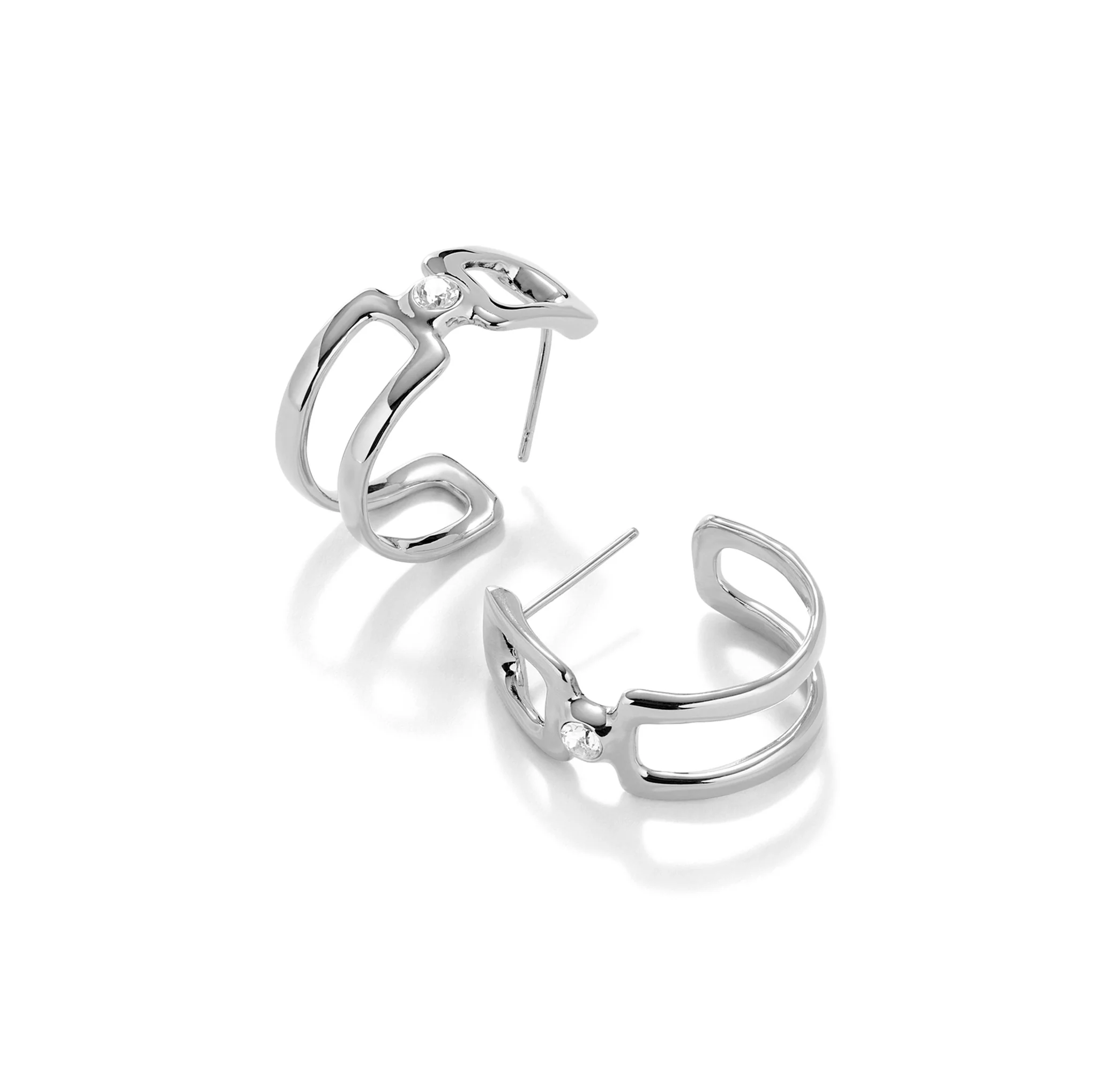 UNOde50 Ser Indomable Double Silver-Plated White Topaz Earrings - Image 2
