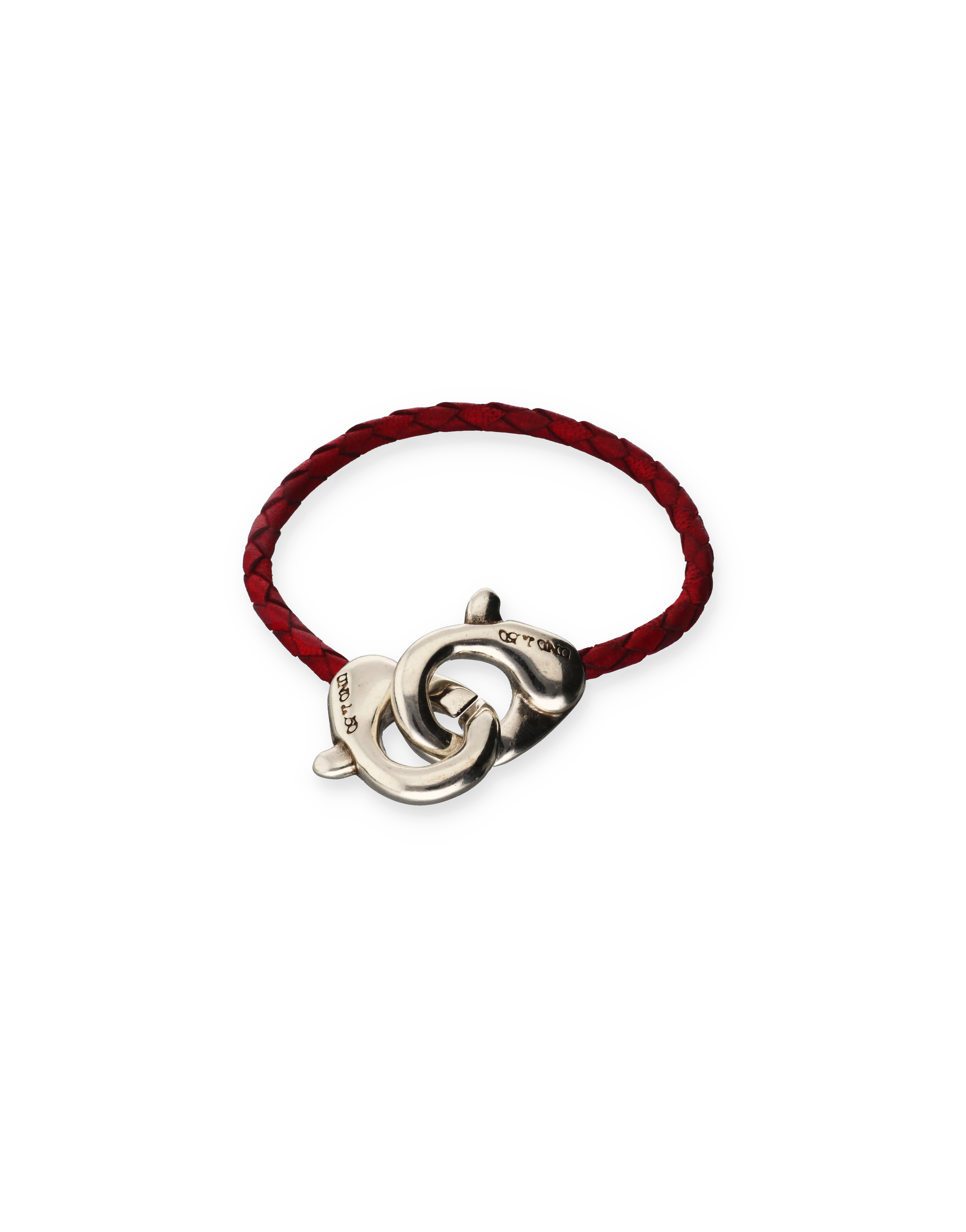 UNOde50 Ser Inseparable Red Leather Interlock Bracelet - Large