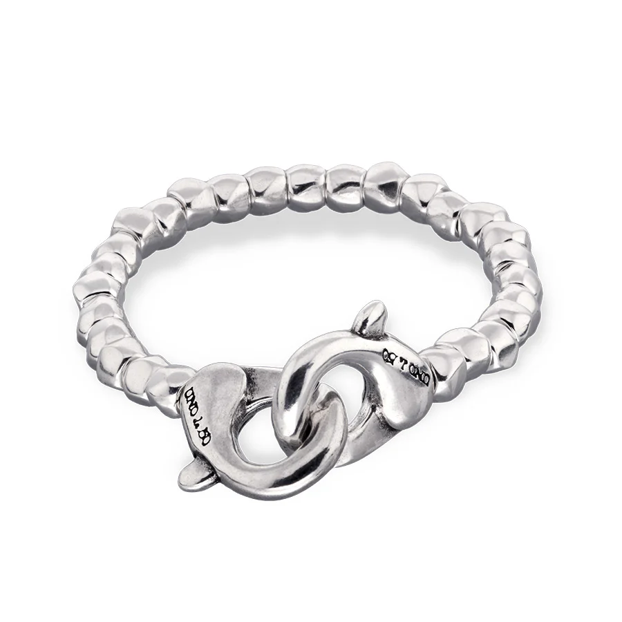 UNOde50 Ser Inseparable Silver Beaded Interlocked Bracelet - Large