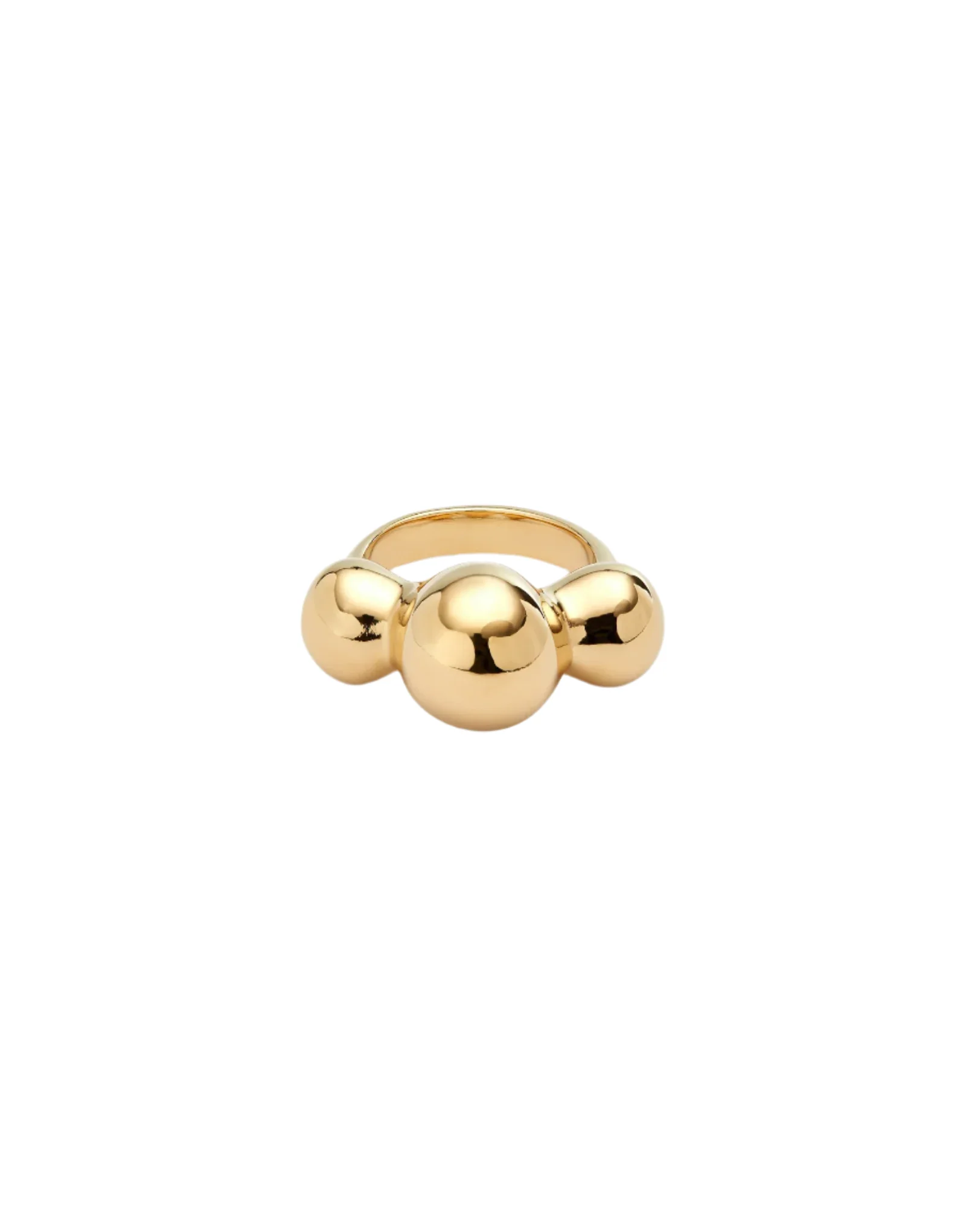 UNOde50 Ser Intrepida Gold-Plated Ring with Three Central Balls - Size 9.5