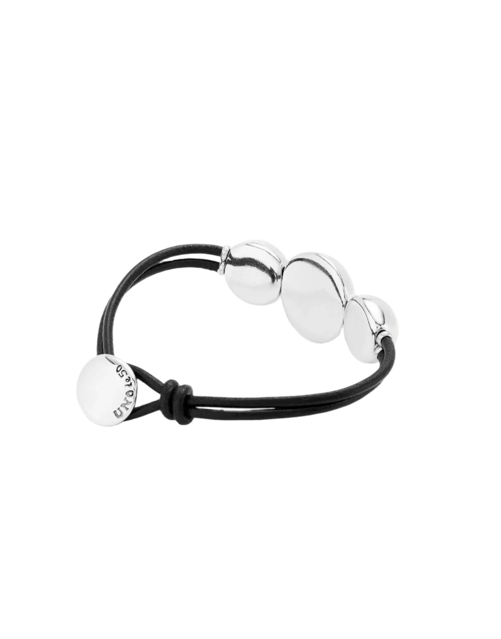UNOde50 Ser Intrépida Leather Silver-Plated Beaded Bracelet - Large - Image 3
