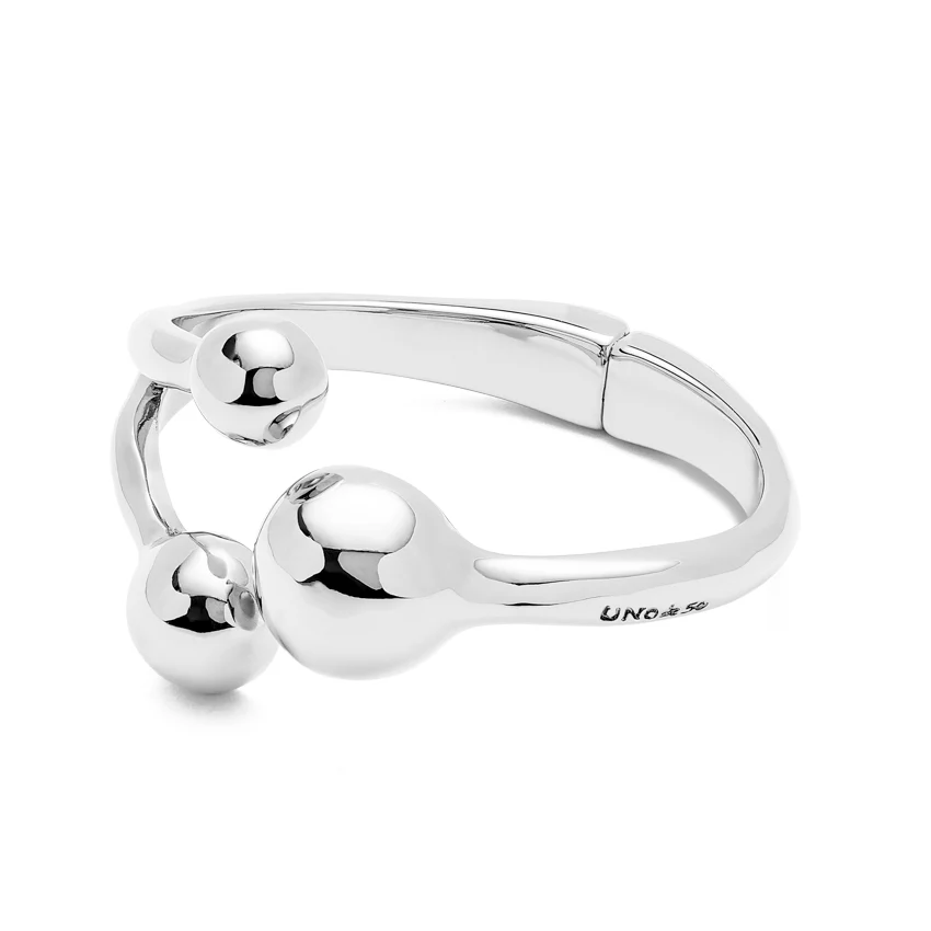 UNOde50 Ser Intrepida Silver-Plated Three Bead Rigid Bracelet - Large - Image 2