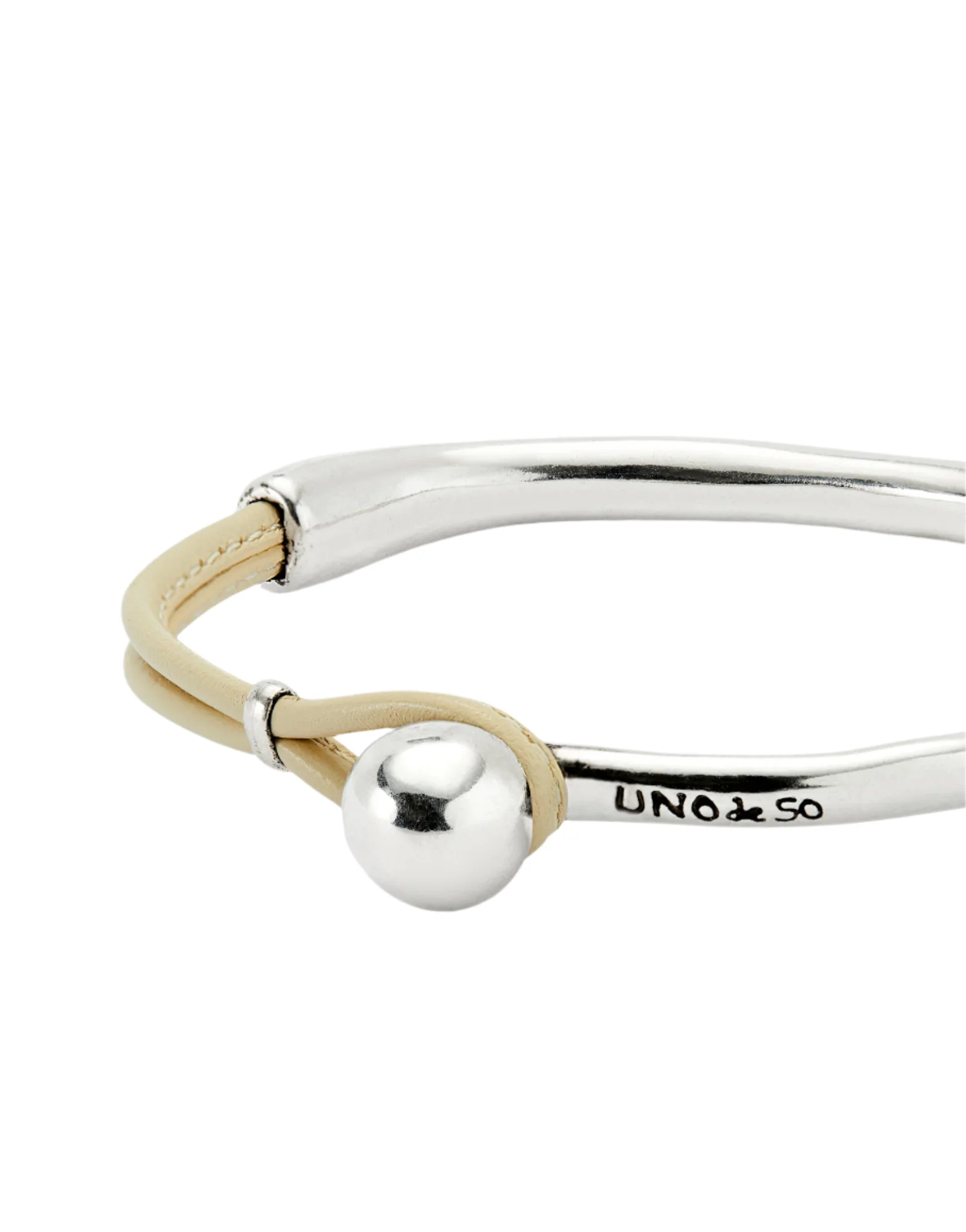 UNOde50 Ser Intrépida Silver-Plated Ivory Leather Bracelet - Large - Image 3