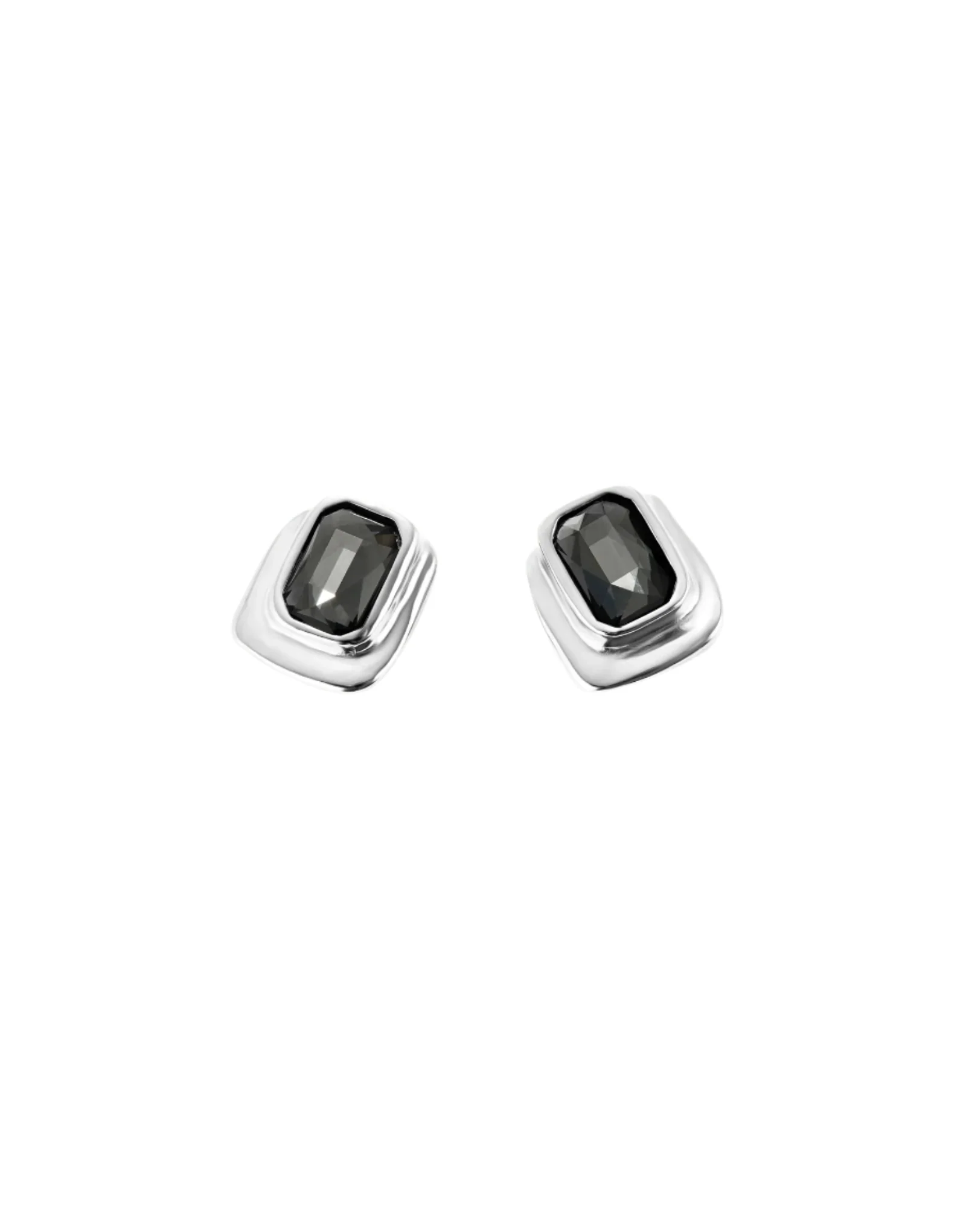 UNOde50 Ser Magnetica Silver-Plated Gray Crystal Rectangular Earrings - Image 2