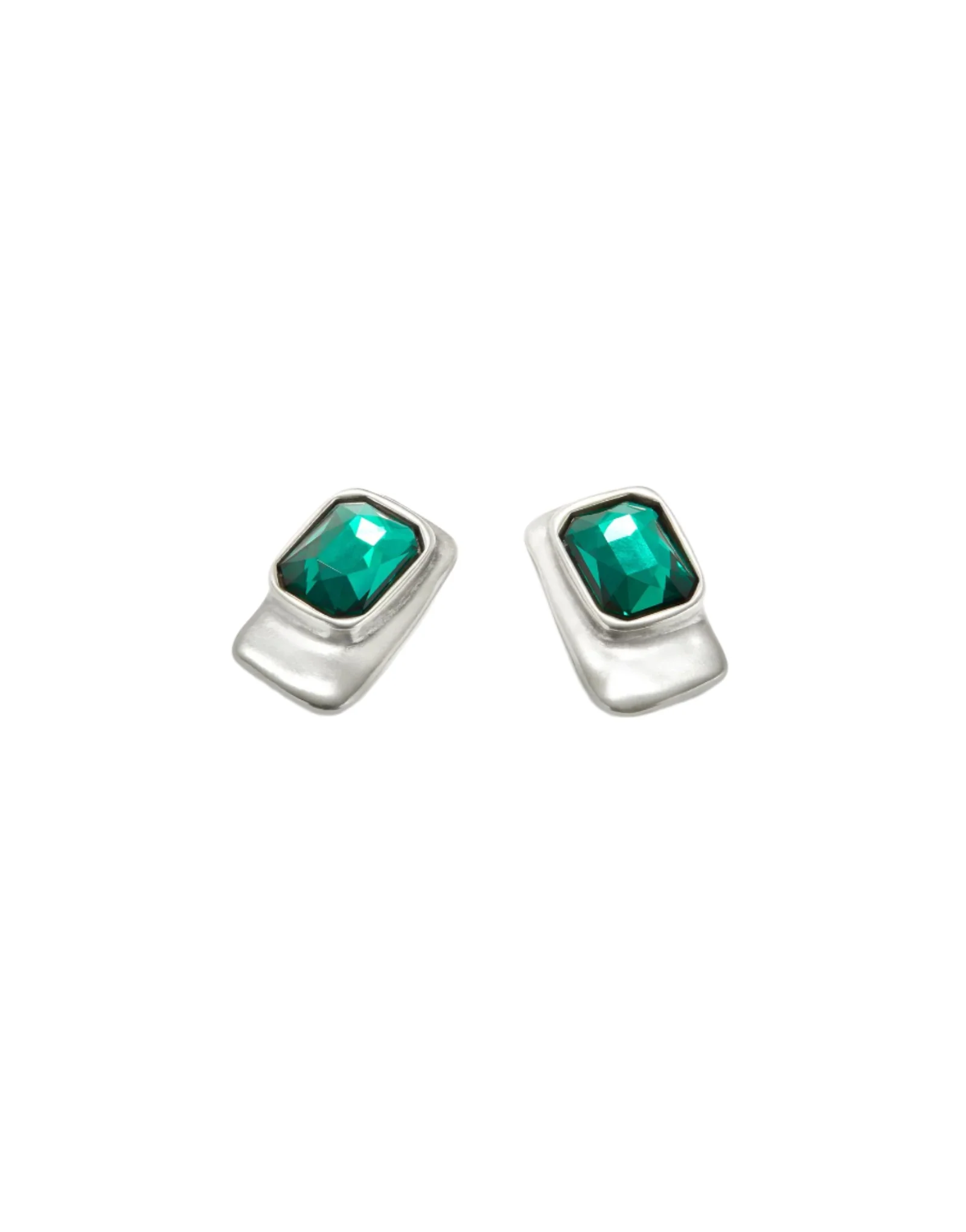 UNOde50 Ser Magnetica Silver-Plated Green Crystal Rectangular Earrings - Image 2