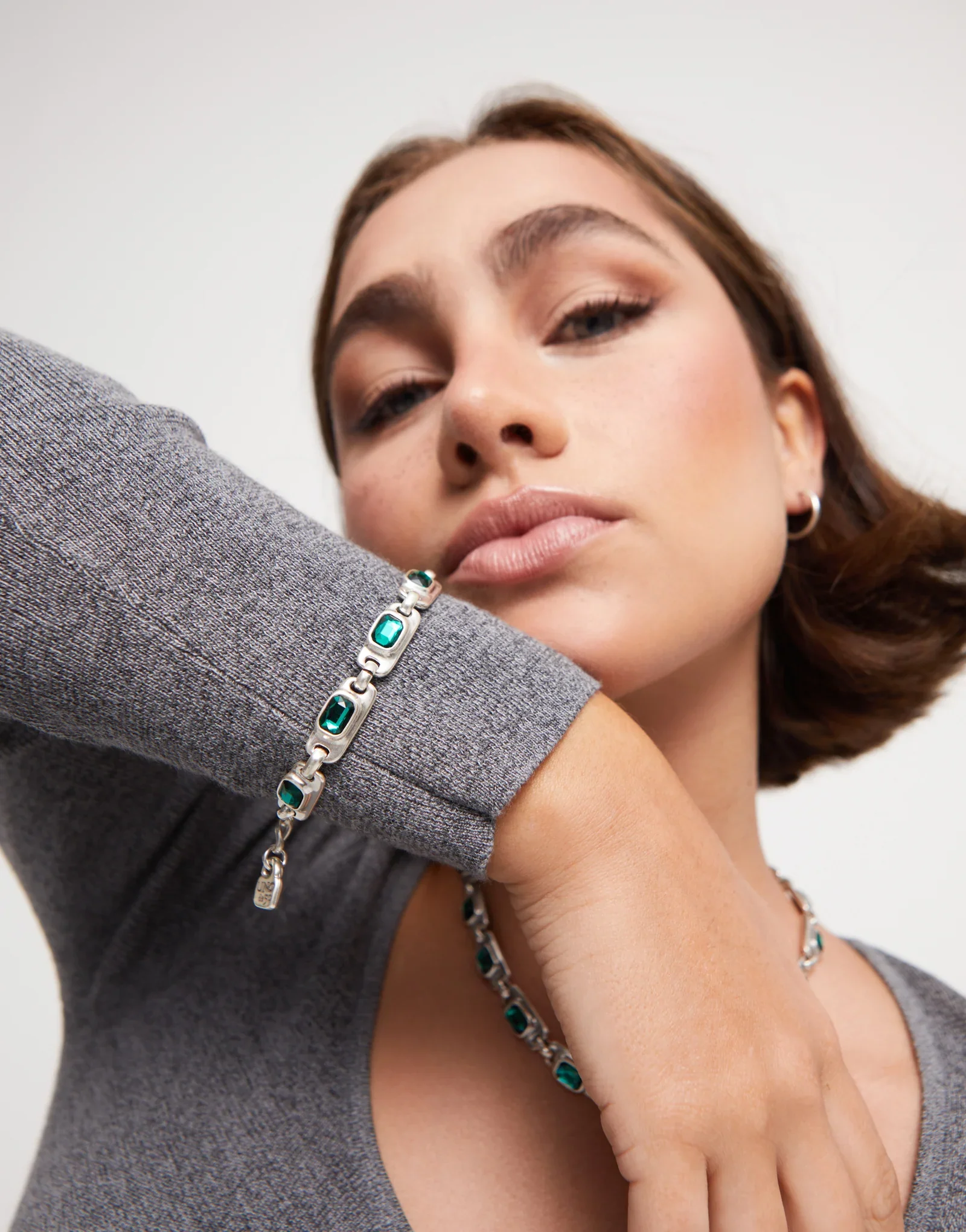 UNOde50 Ser Magnedtica Silver-Plated Green Crystal Bracelet - Medium - Image 3