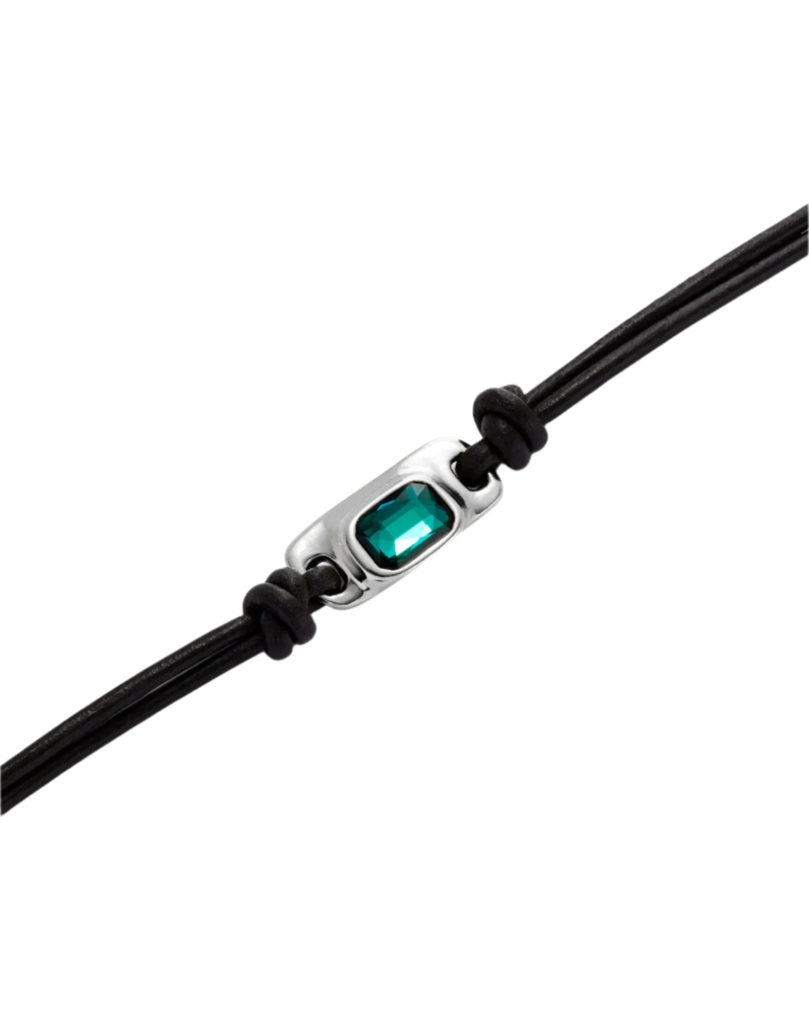 UNOde50 Ser Magnetica Silver-Plated Green Crystal Leather Bracelet - Medium - Image 3