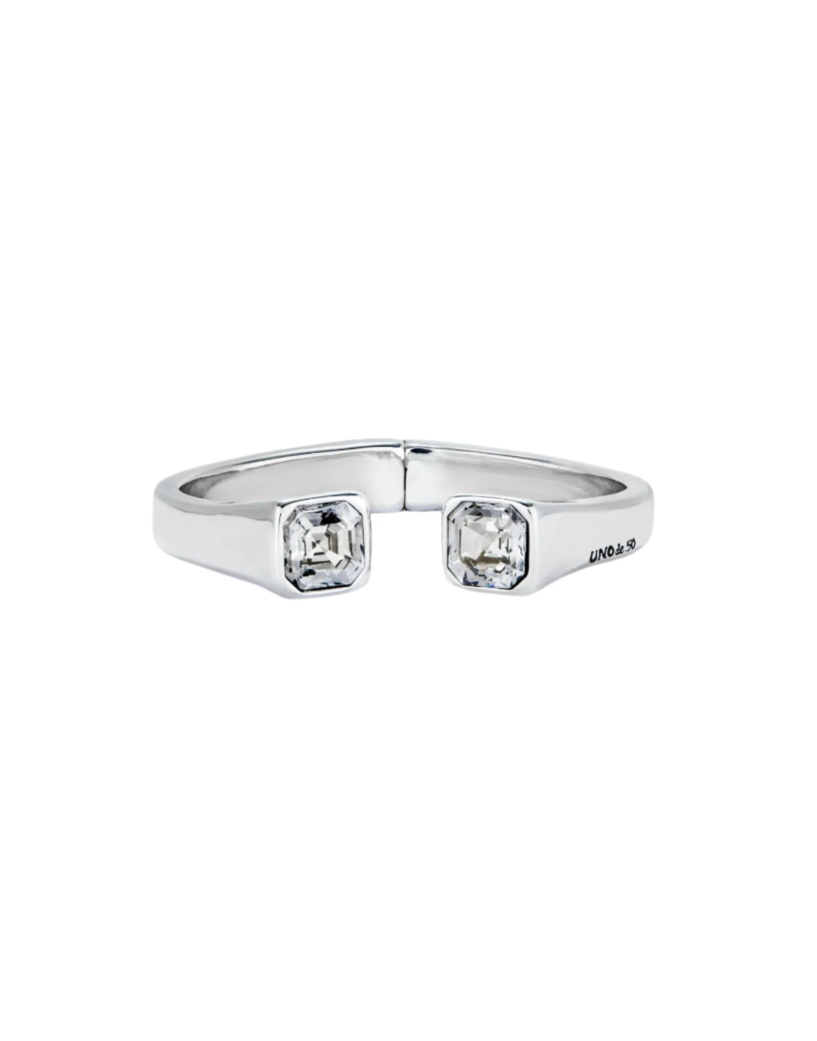 UNOde50 Ser Sin Complejos Silver-Plated White Crystal Cuff Bracelet - Medium