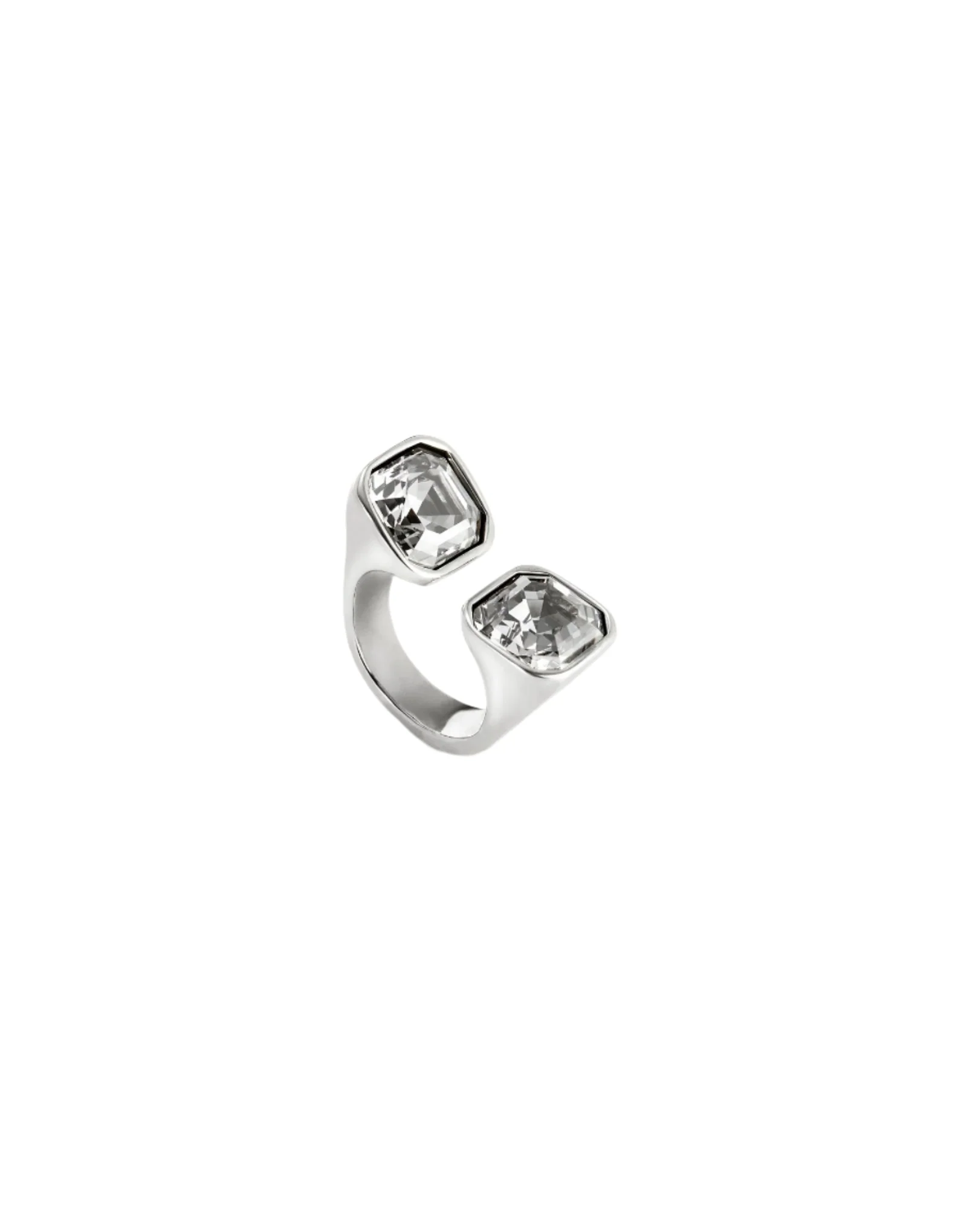 UNOde50 Ser Sin Complejos Silver-Plated White Crystal Ring - Size 9.5