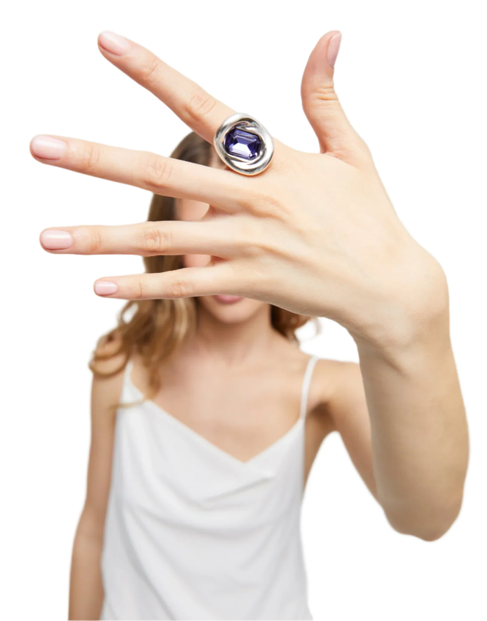 UNOde50 Ser Valiente Silver-Plated Purple Crystal Ring - Size 9.5 - Image 3