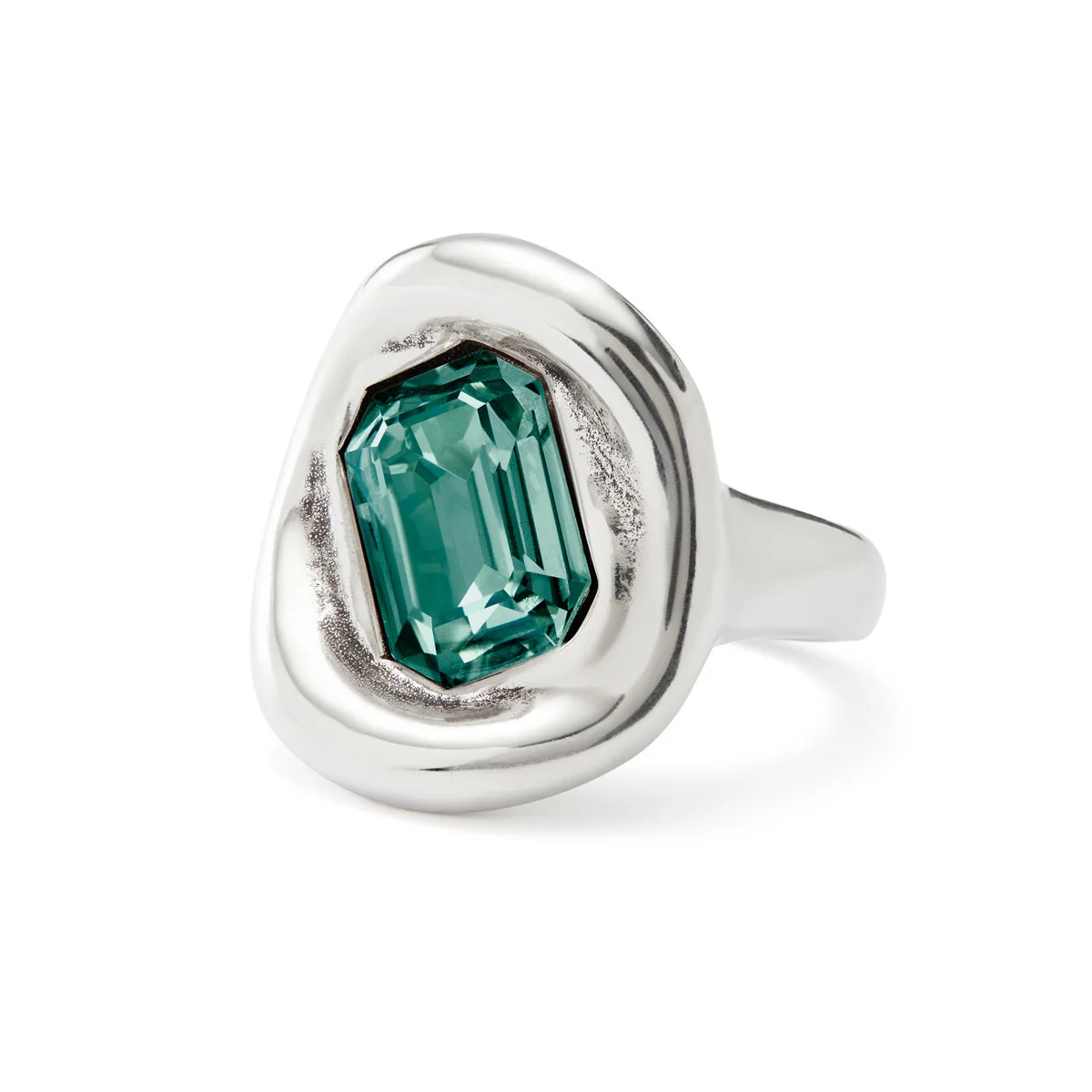 UNOde50 Ser Valiente Silver-Plated Green Crystal Ring - Size 8.5 - Image 2
