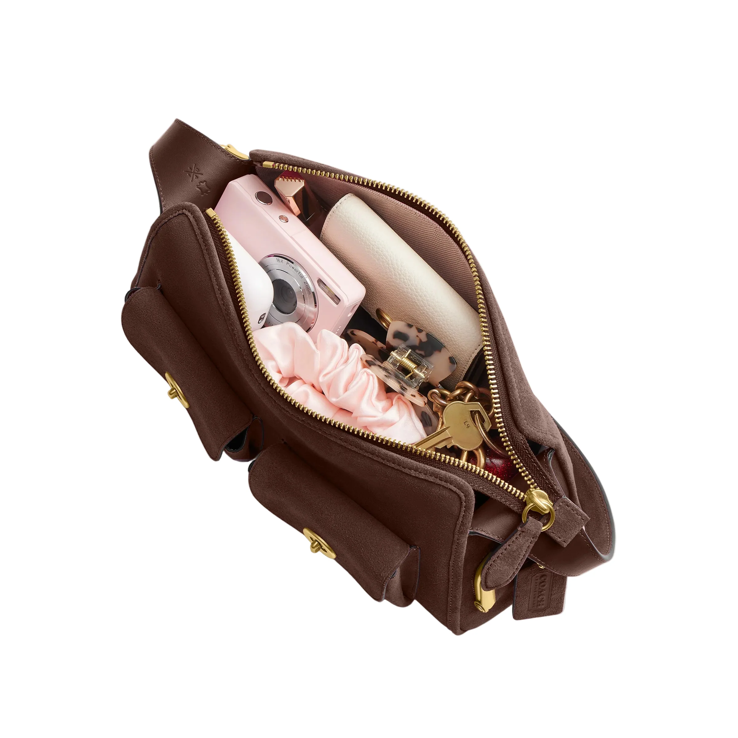 COACH Suede Turnlock Haversack 27 Shoulder Handbag - Image 4