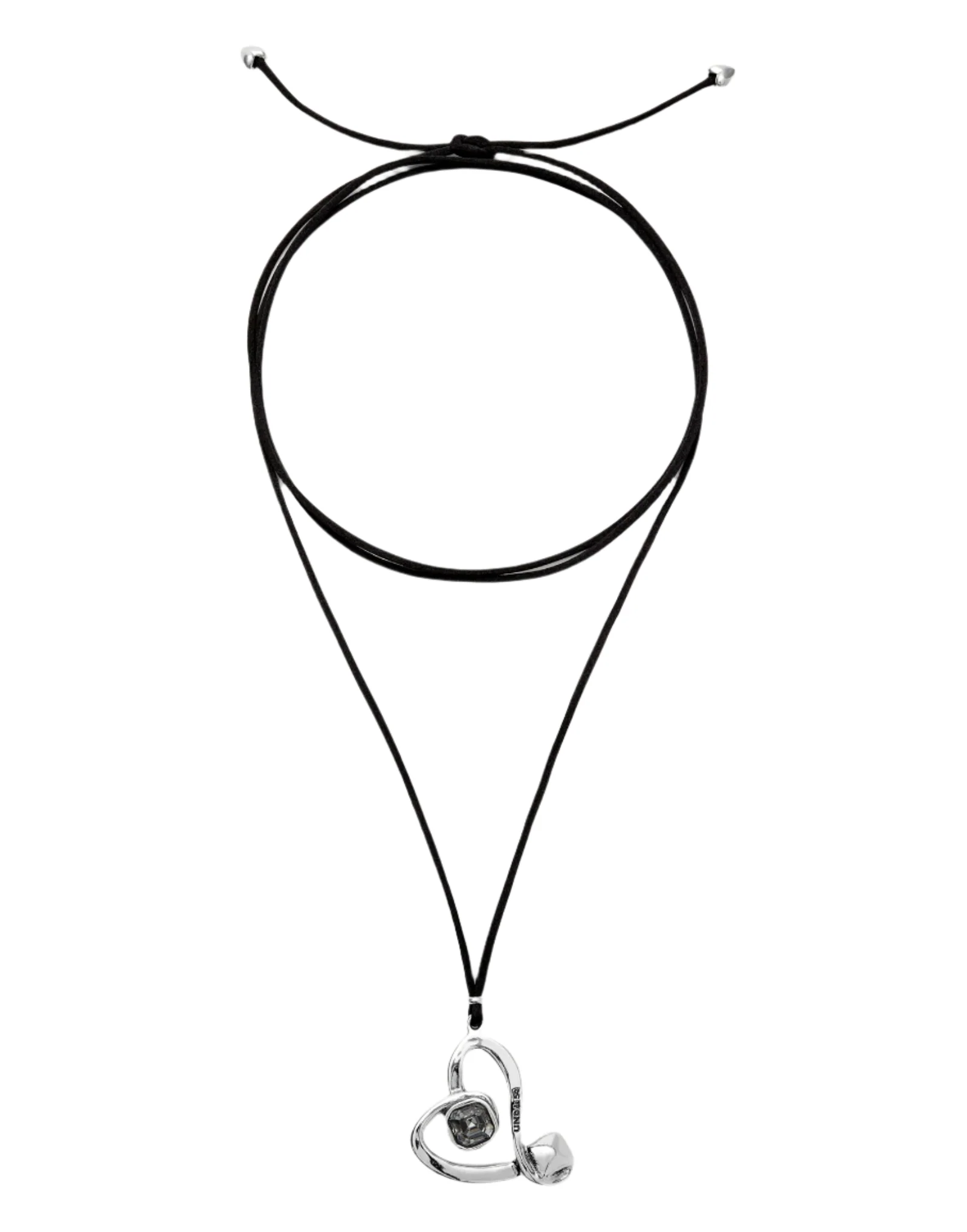 UNOde50 Ser Expresiva Silver-Plated Black Crystal Heart Pendant Necklace - Image 2