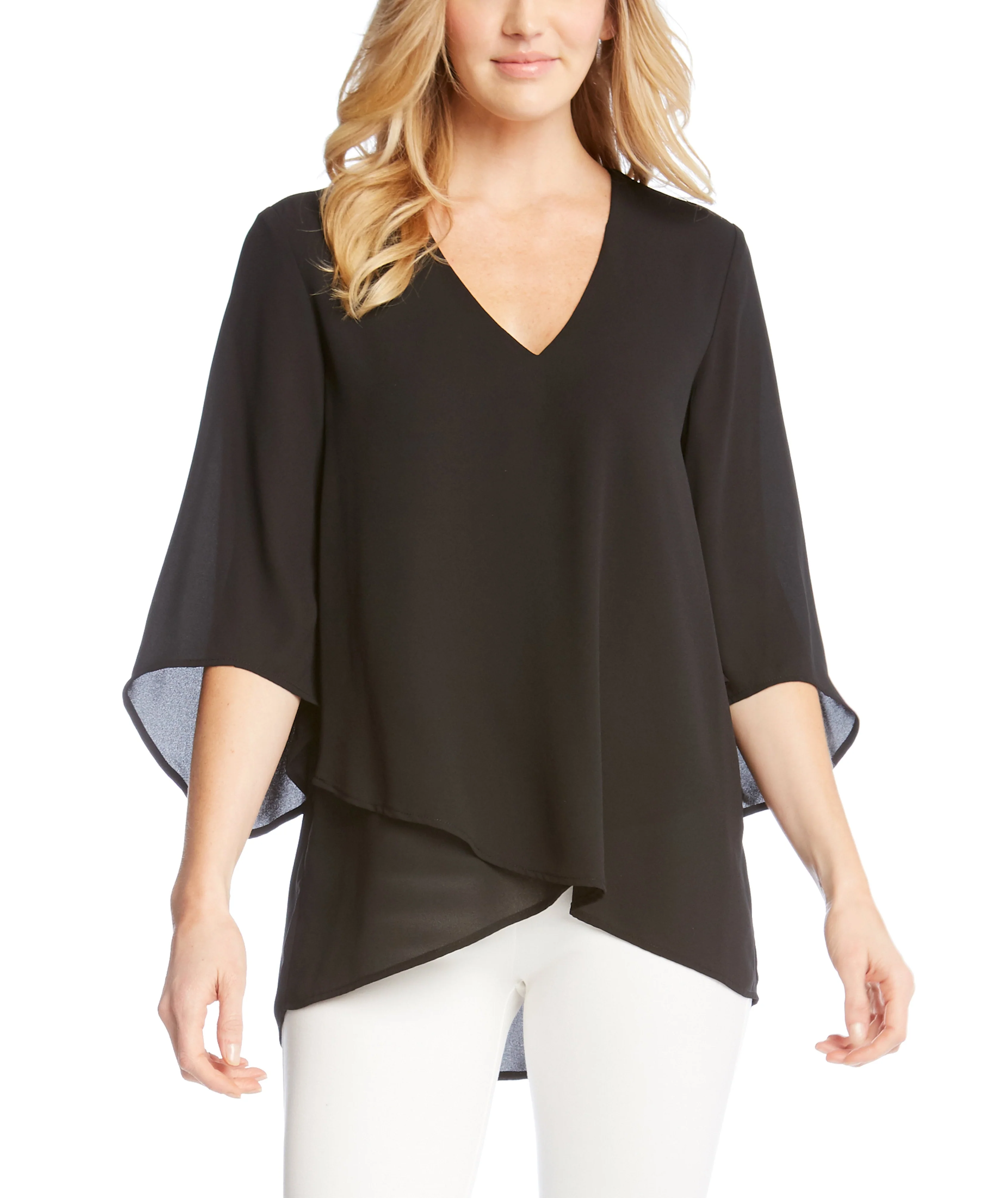 Karen Kane Womens Bracelet Sleeve Asymmetric Top