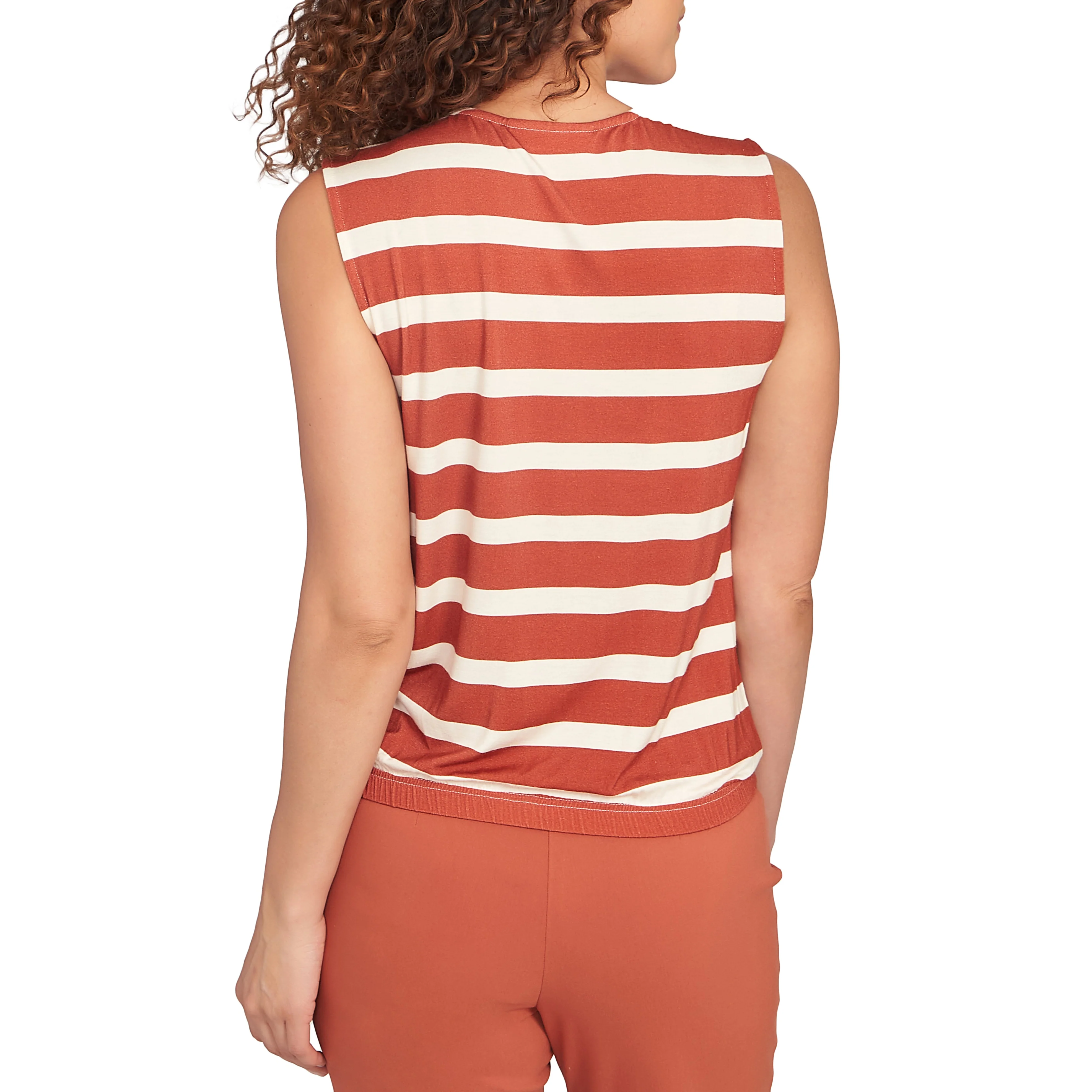 Skye's The Limit Womens Faux Wrap Stripe Sleeveless Top - Image 3