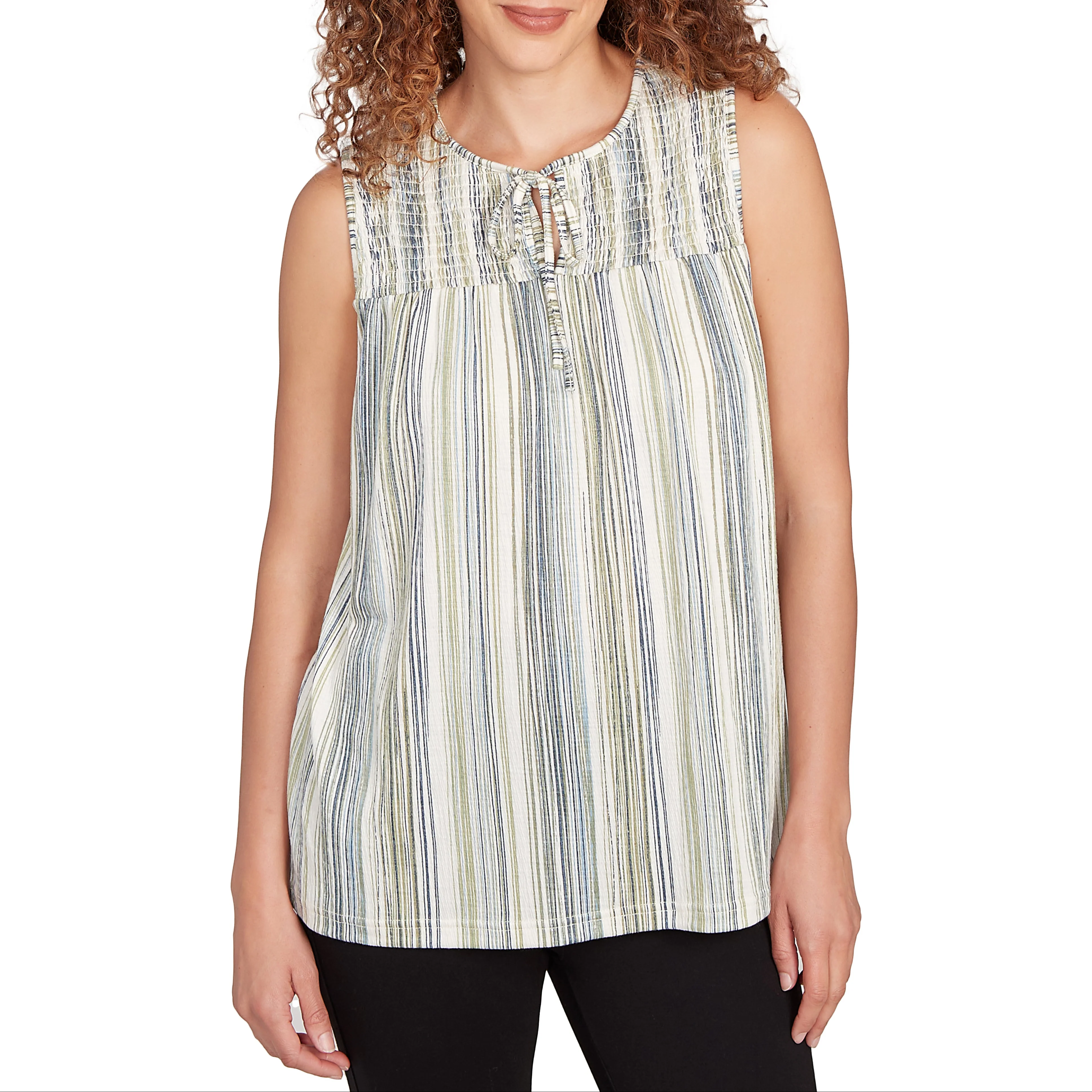 Skye's The Limit Womens Stripe Crinkle Sleeveless Top