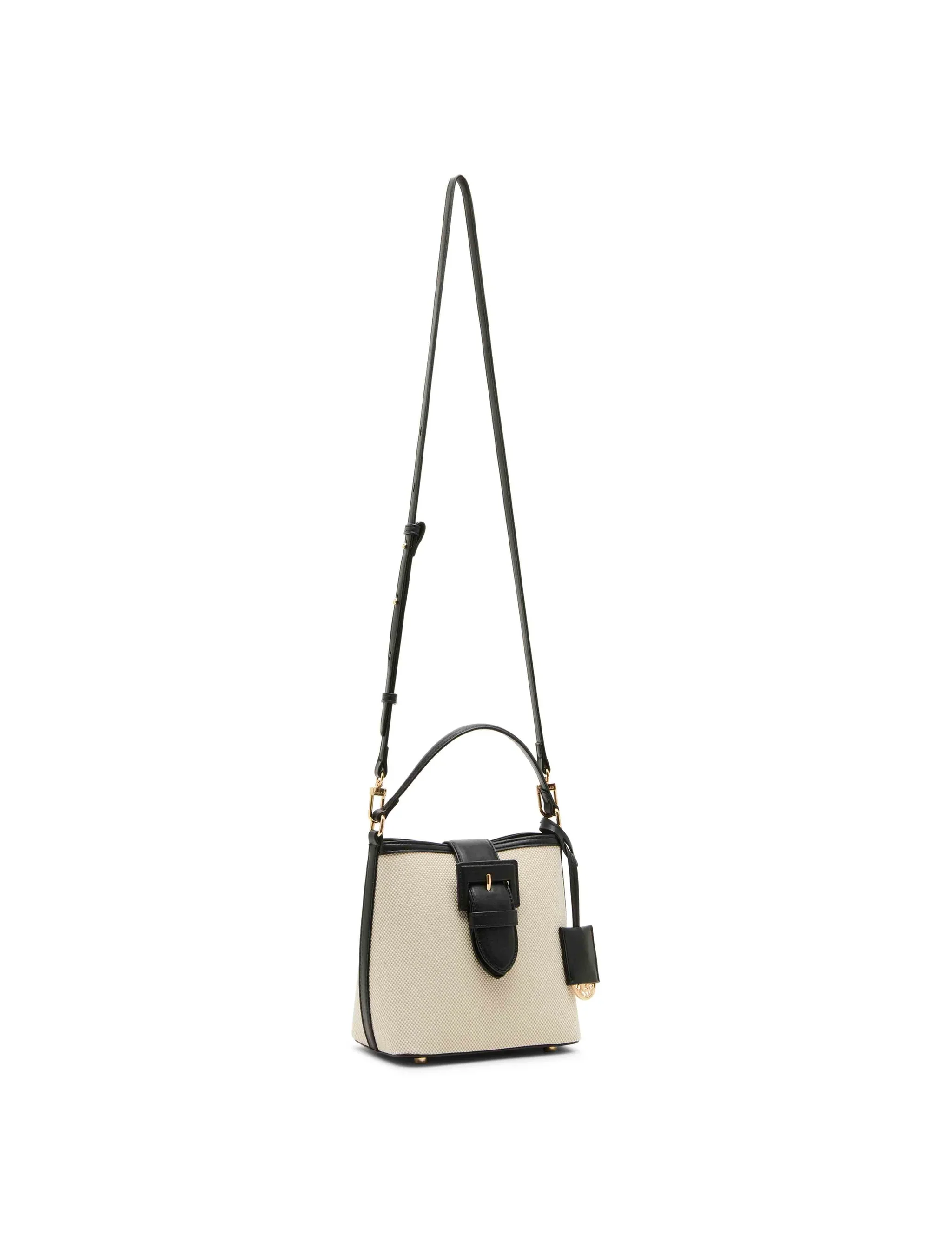 Anne Klein Convertible Small Covered Buckle Canvas Bucket Handbag - Image 5