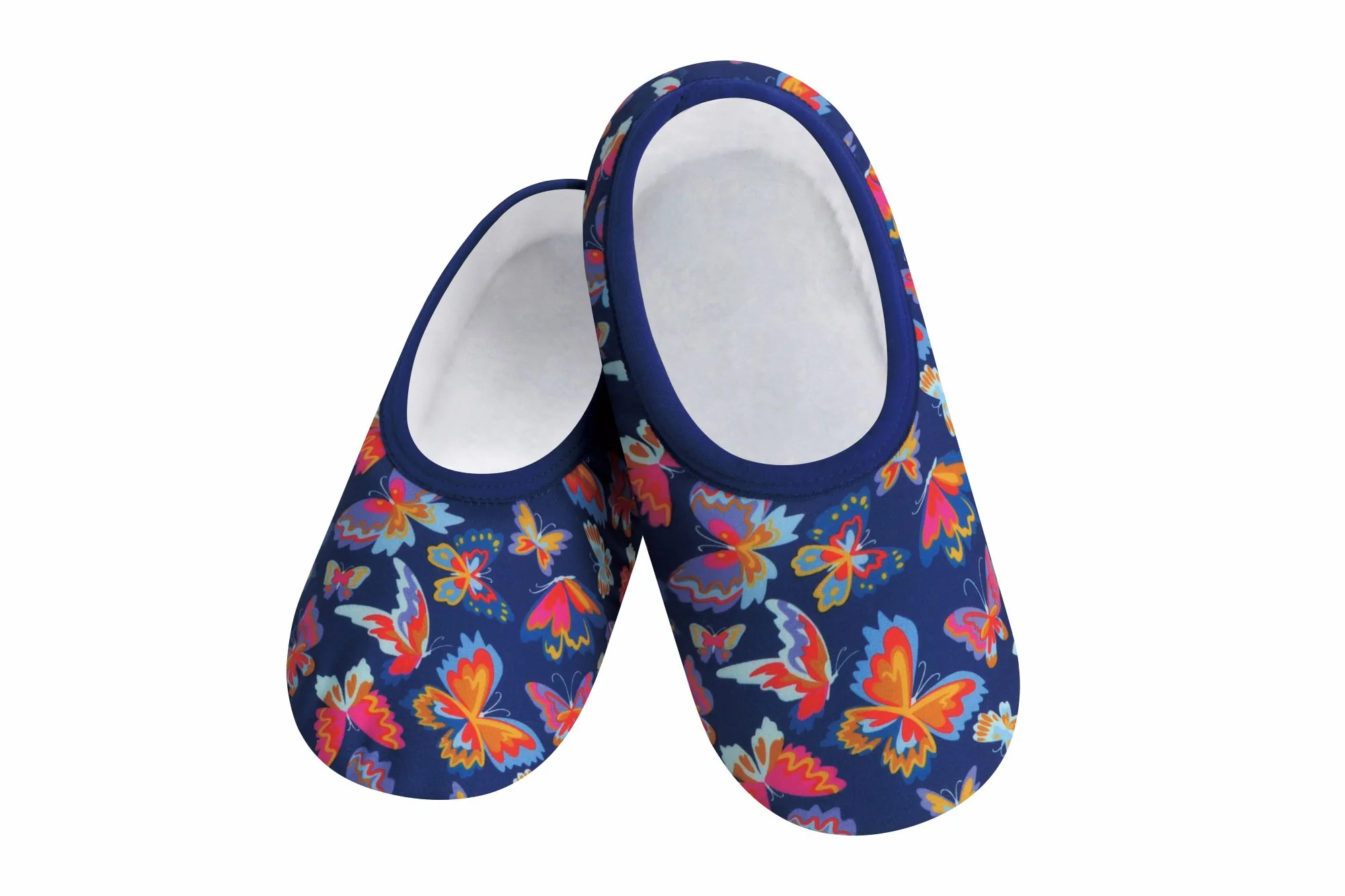 Snoozies Womens Multi Butterfly Plush Skinnies Slippers