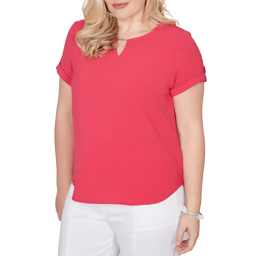 Alfred Dunner Womens Solid Rolled Short Sleeve T-Shirt - Image 3