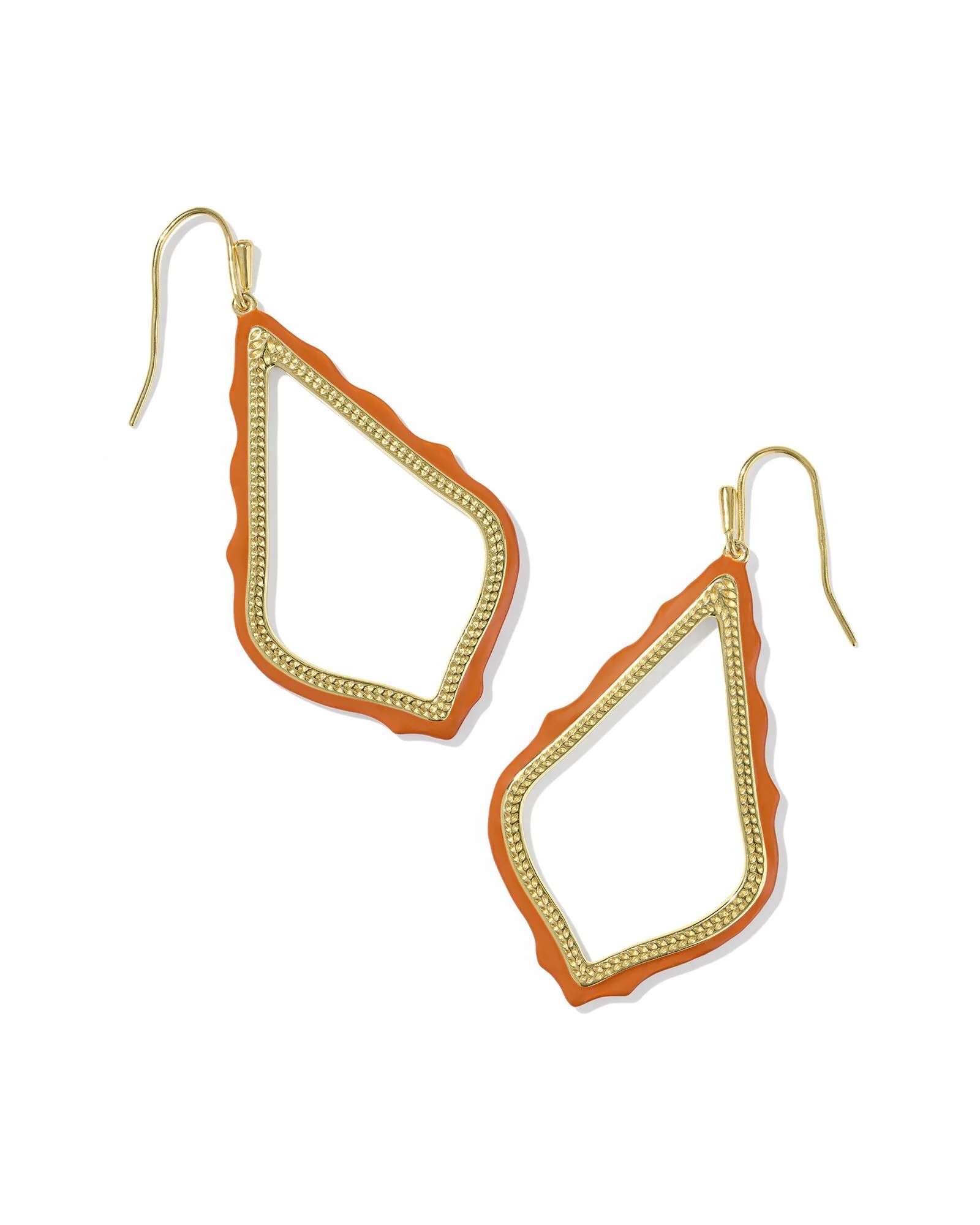 Kendra Scott Sophee Orange Enamel Gold Open Frame Earrings
