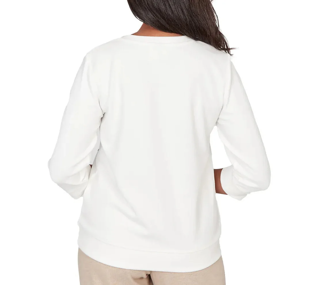 Ruby Rd. Womens Floral Embroidered Crew Neck Top - Image 2