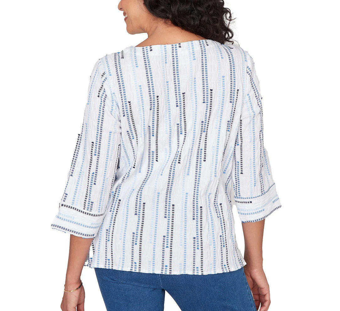 Ruby Road Womens Spliced Jacquard Stripe Top - Image 2