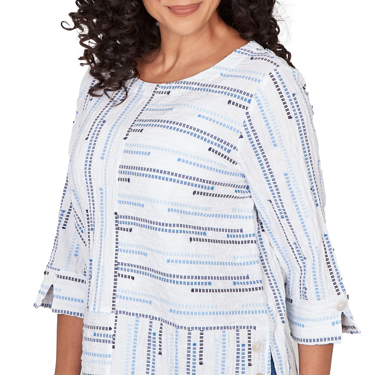 Ruby Road Womens Spliced Jacquard Stripe Top - Image 3