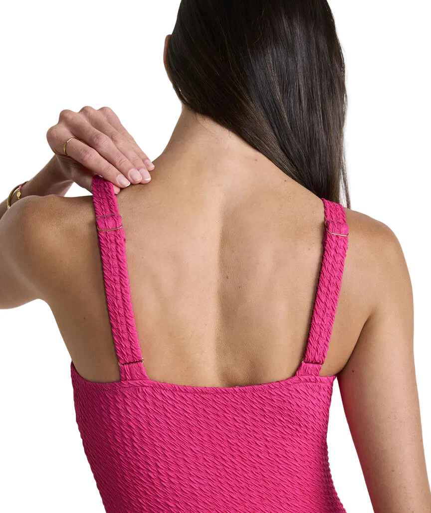 Vineyard Vines Womens Textured Southampton Square Neck One-Piece Swimsuit - Image 3