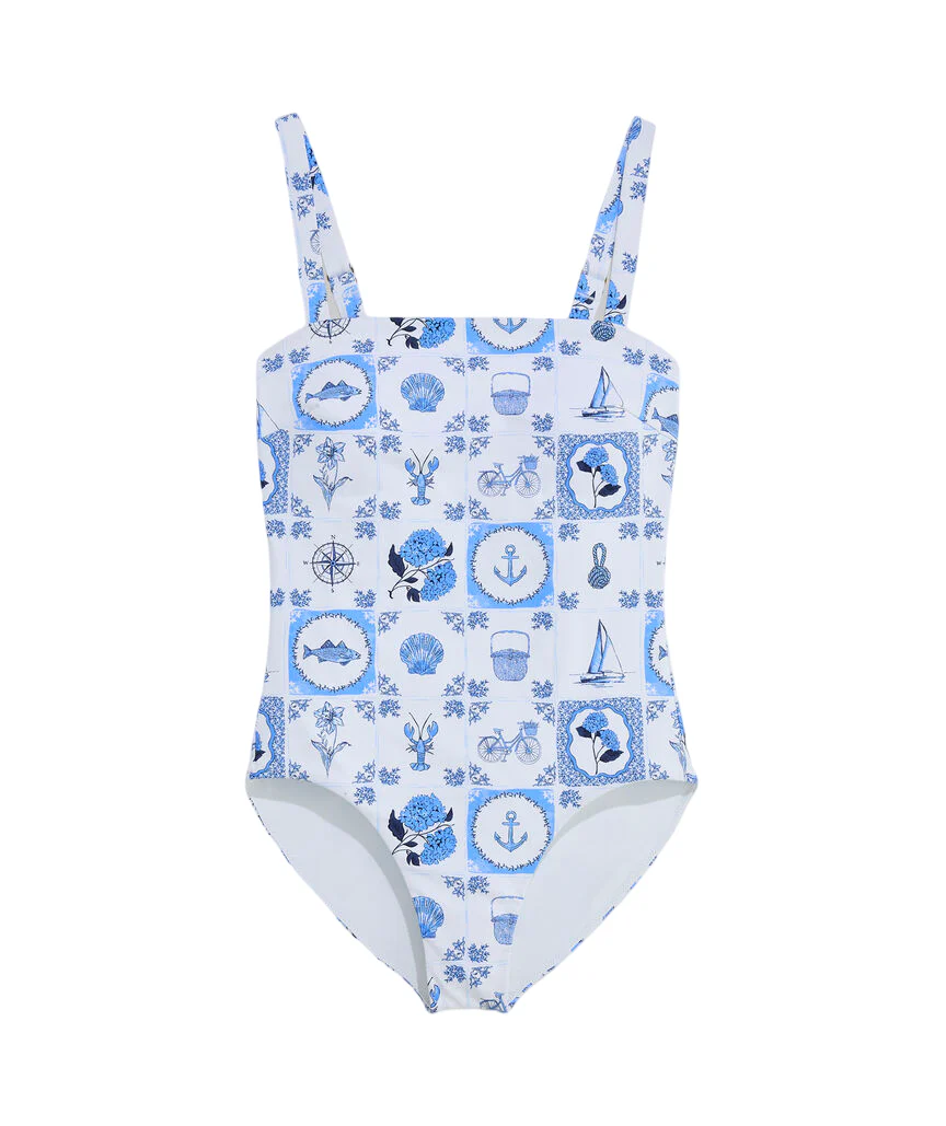 Vineyard Vines Womens Southampton Square Neck One-Piece