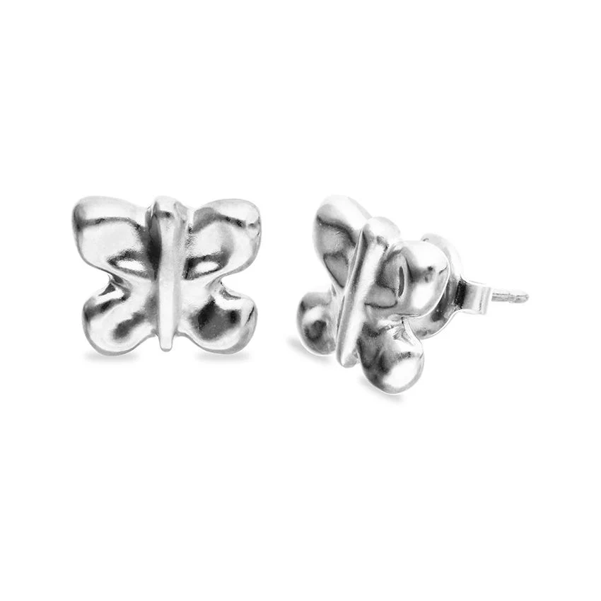 UNOde50 Silver Allot Butterfly Stud Earrings - Image 2