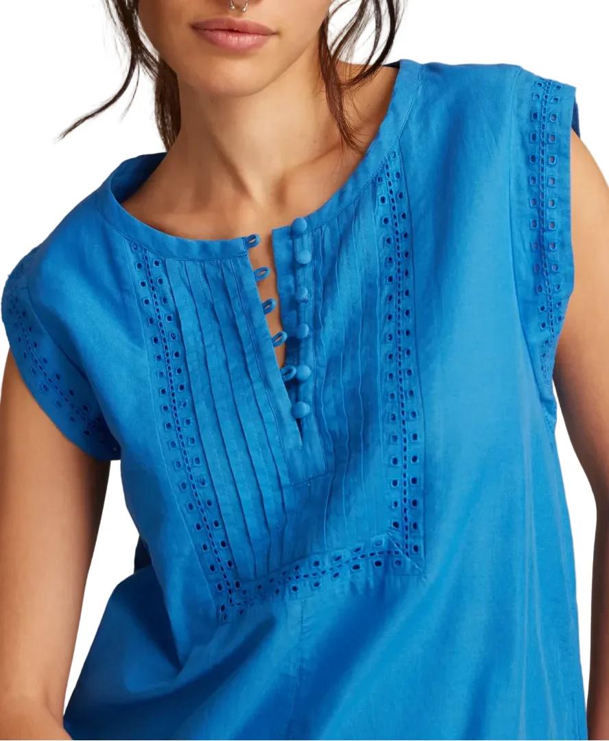 Lucky Brand Womens Short Sleeve Cutwork Tiered Mini Dress - Image 3
