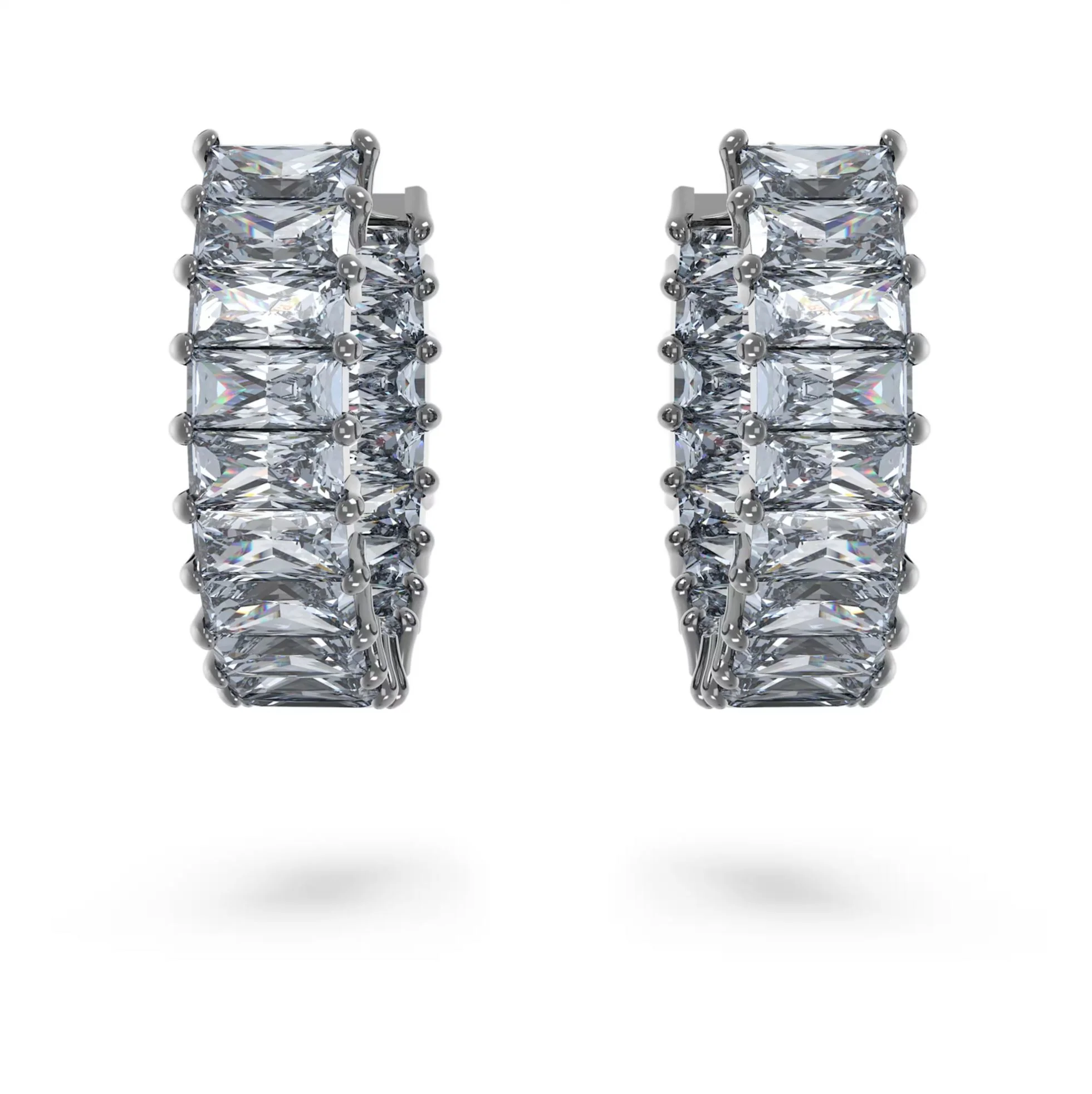Swarovski Matrix Hoop Earrings - Baguette cut, Gray, Ruthenium plated - Image 2