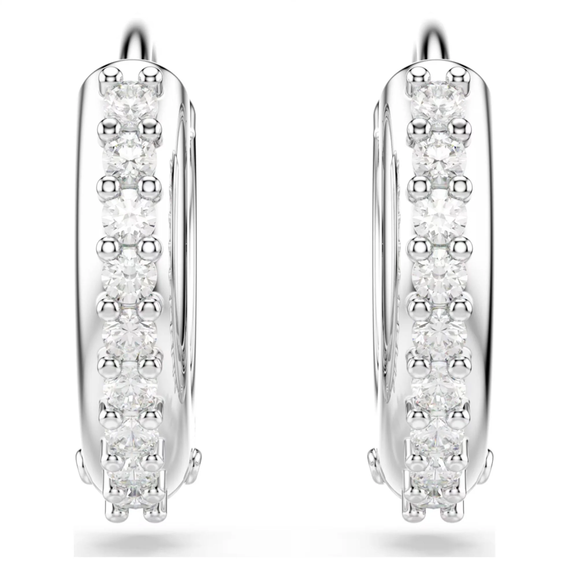 Swarovski Matrix Hoop Earrings - Round cut, White, Rhodium plated - Image 2