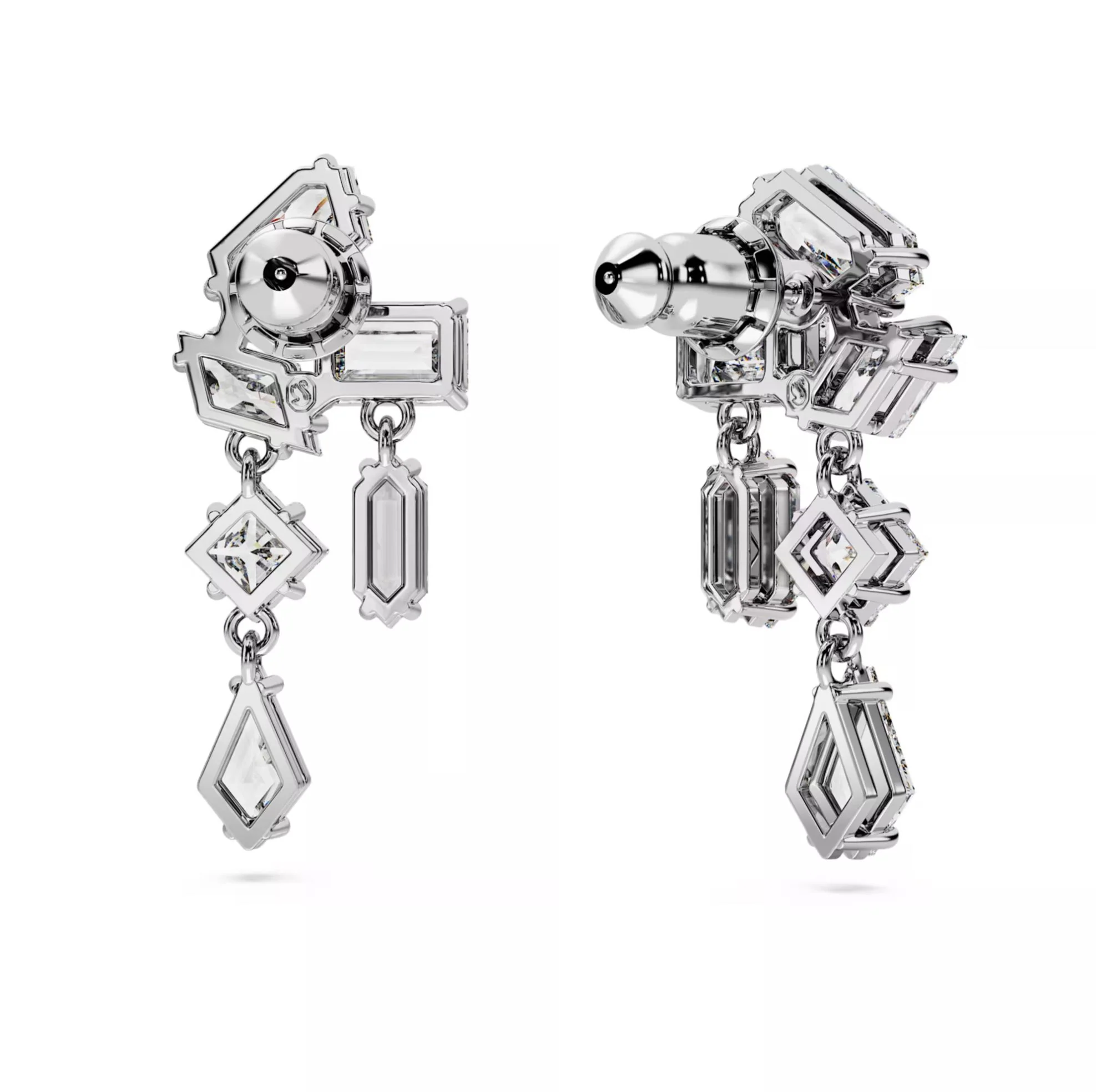 Swarovski Mesmera Drop Earrings - Mixed cuts, White, Rhodium plated - Image 3