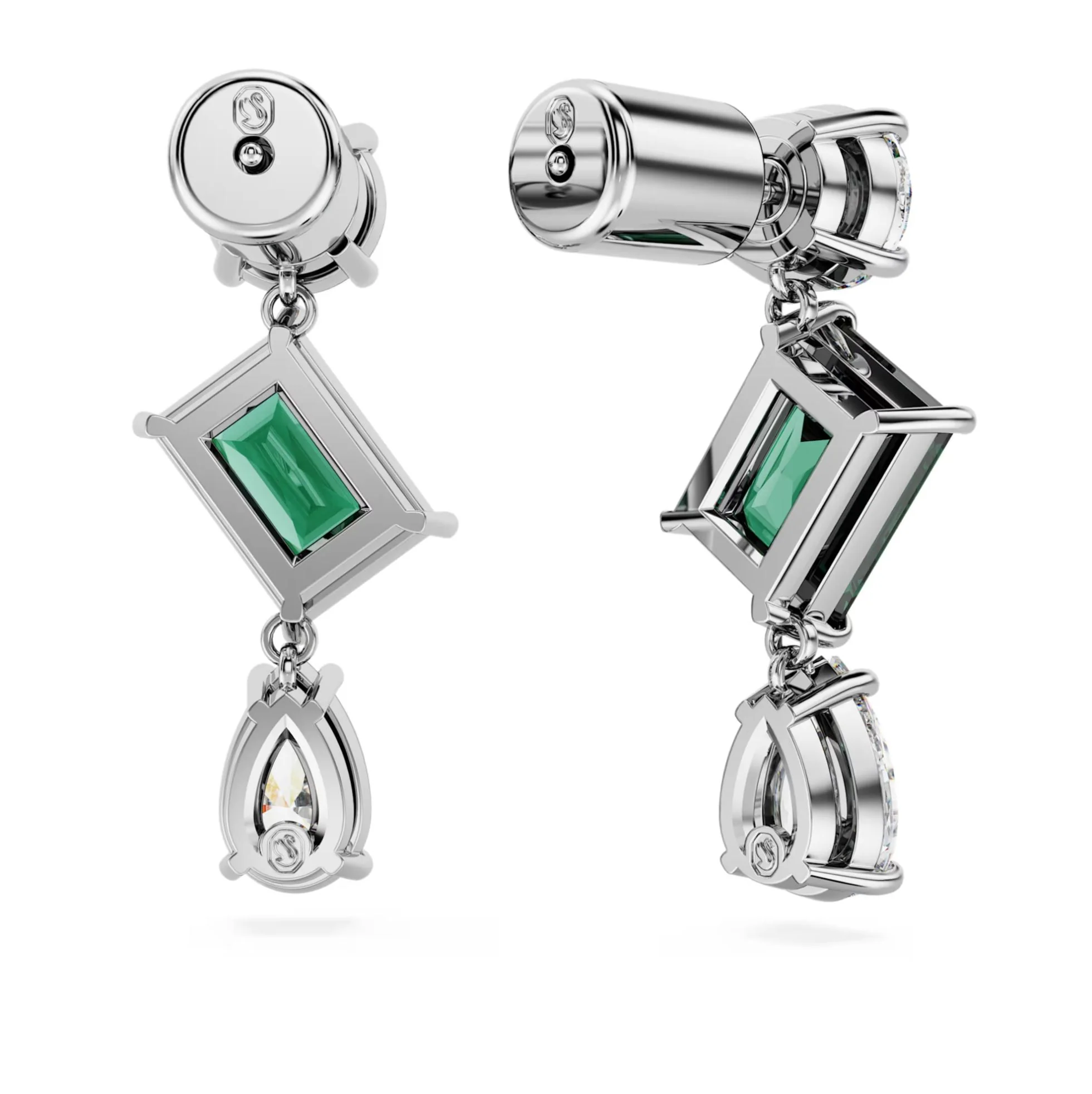 Swarovski Mesmera Drop Earrings - Mixed cuts, Green, Rhodium plated - Image 3