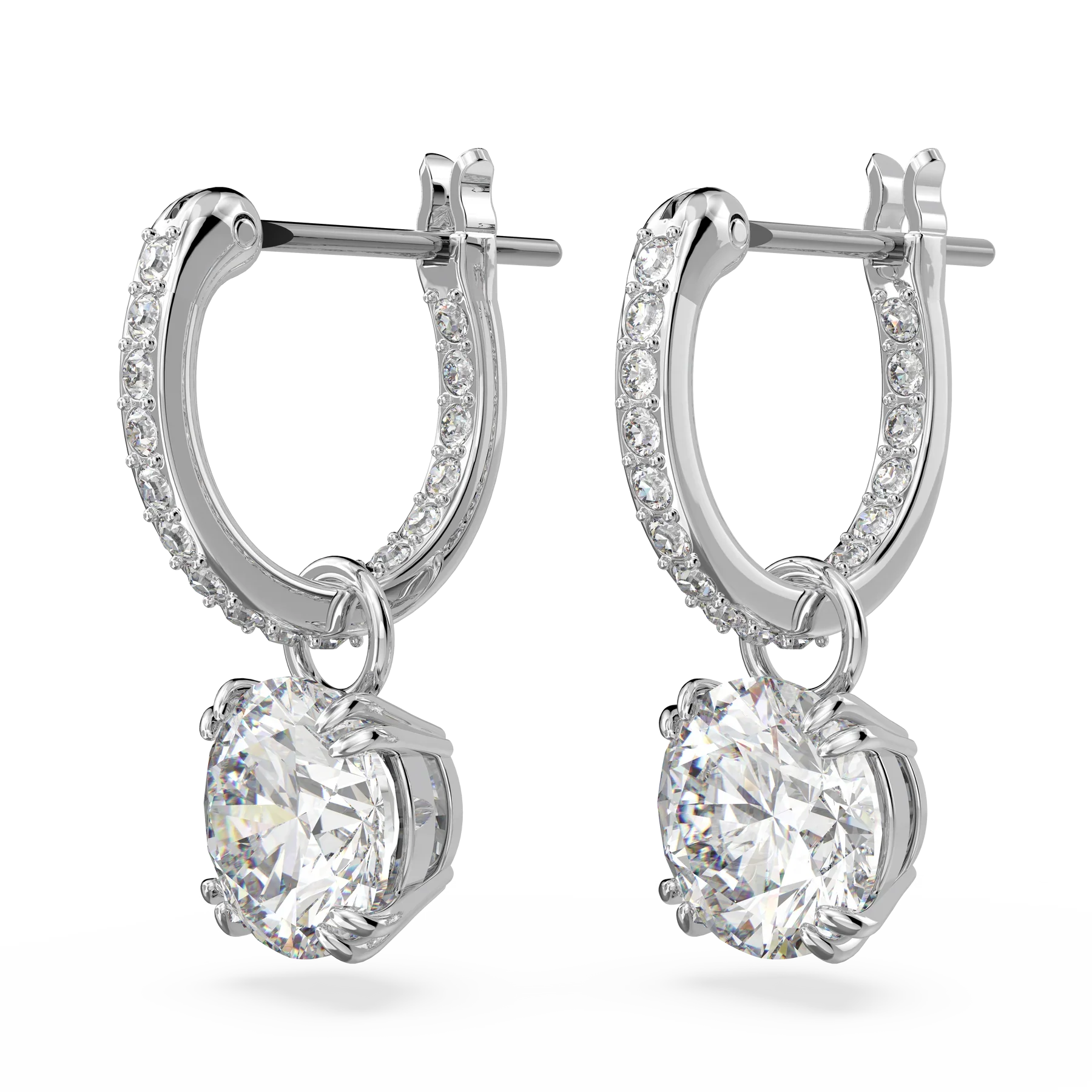 Swarovski Constella Drop Earrings - Round cut, White, Rhodium plated - Image 2