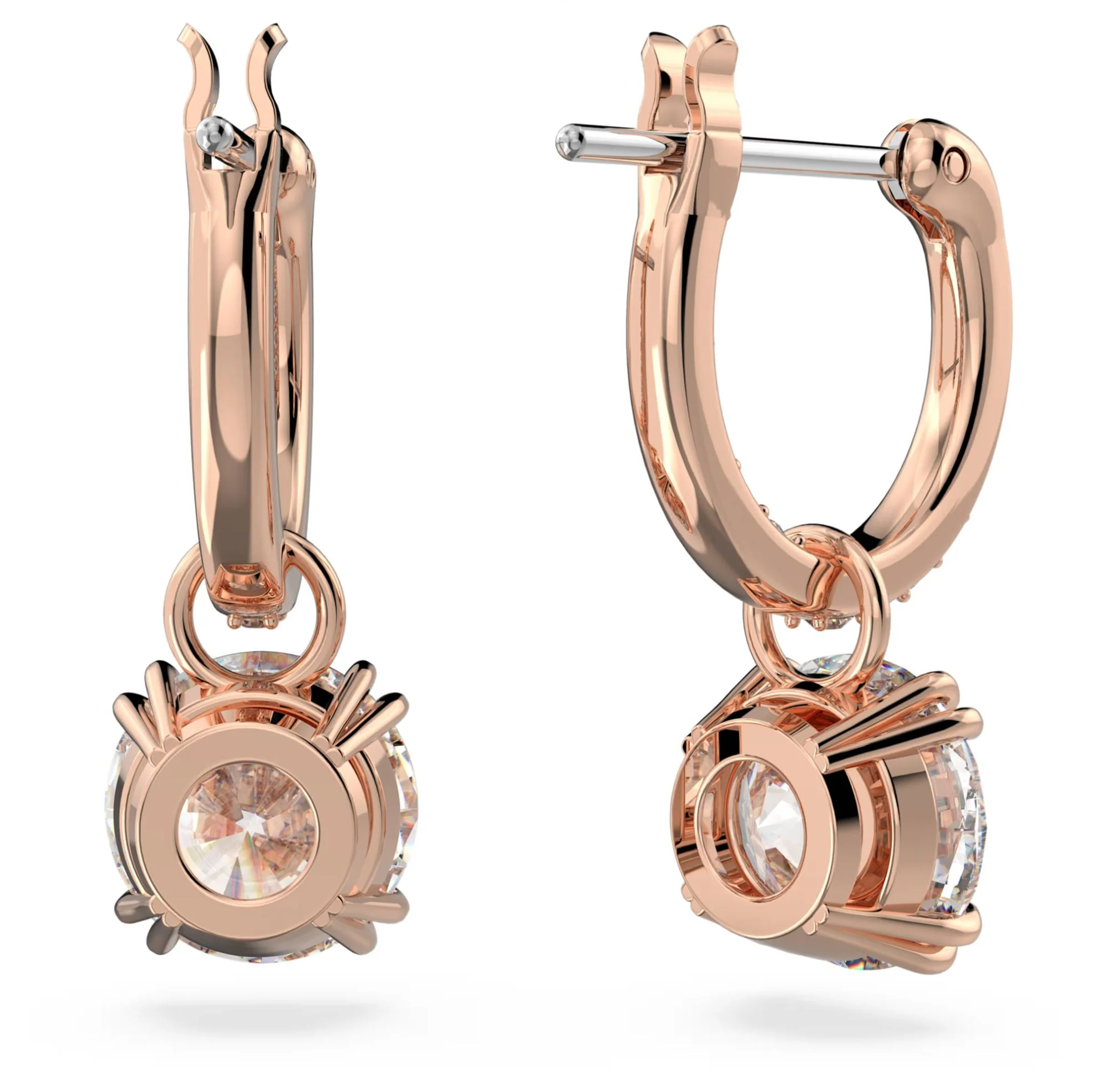 Swarovski Stilla Drop Earrings - Round cut, White, Gold-tone plated - Image 3