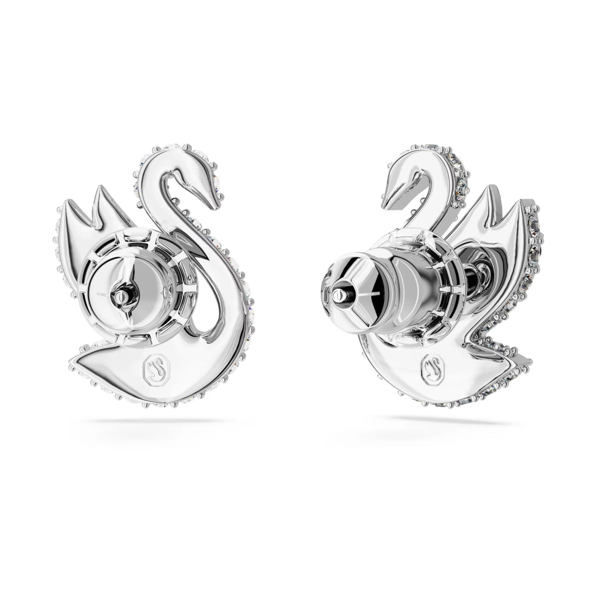 Swarovski Iconic Swan Stud Earrings - Swan, White, Rhodium plated - Image 3
