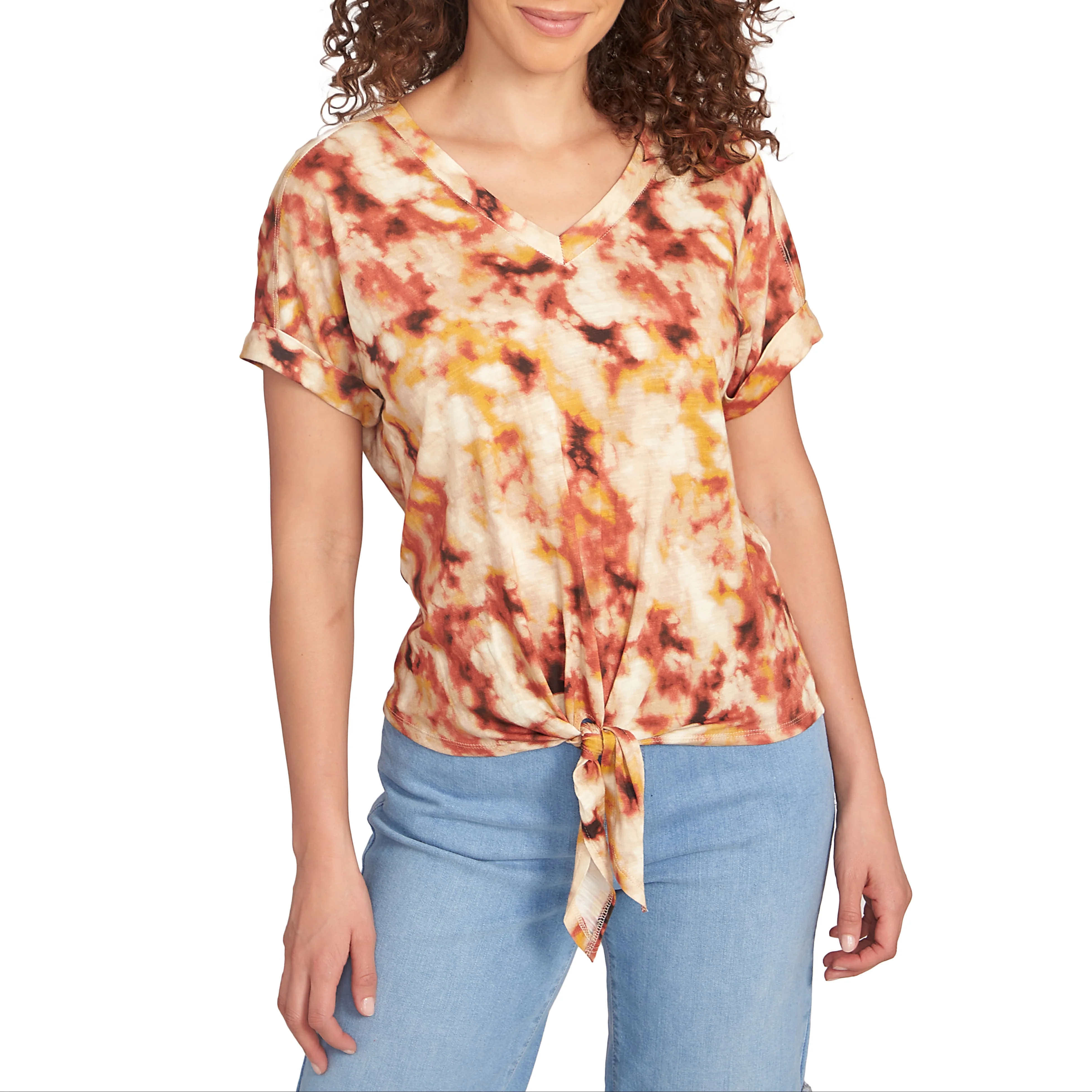 Skye's The Limit Womens Tie Dye Front Tie Short Sleeve Top - Image 3