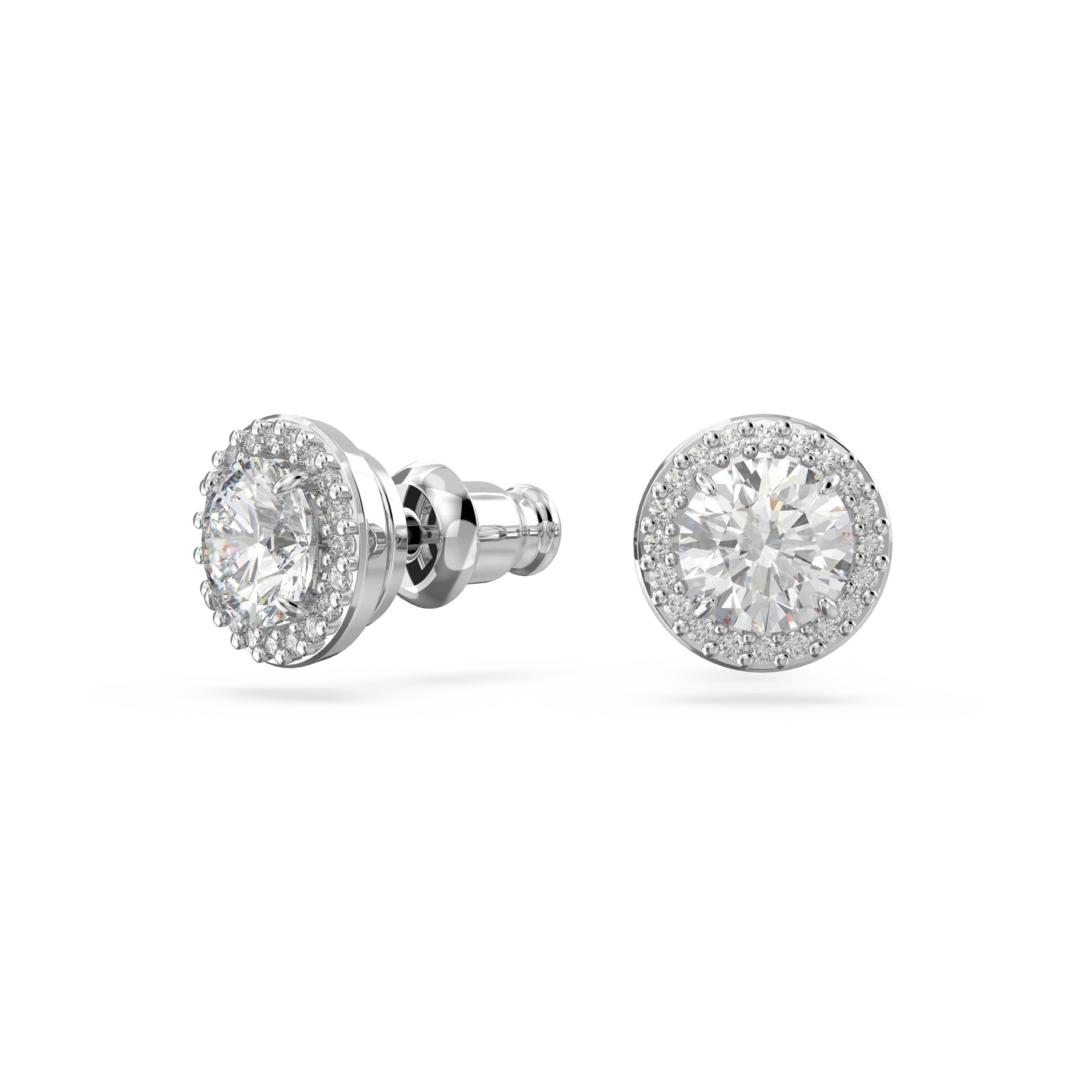 Swarovski Constella Stud Earrings - Round cut, Pavé, White, Rhodium plated - Image 2