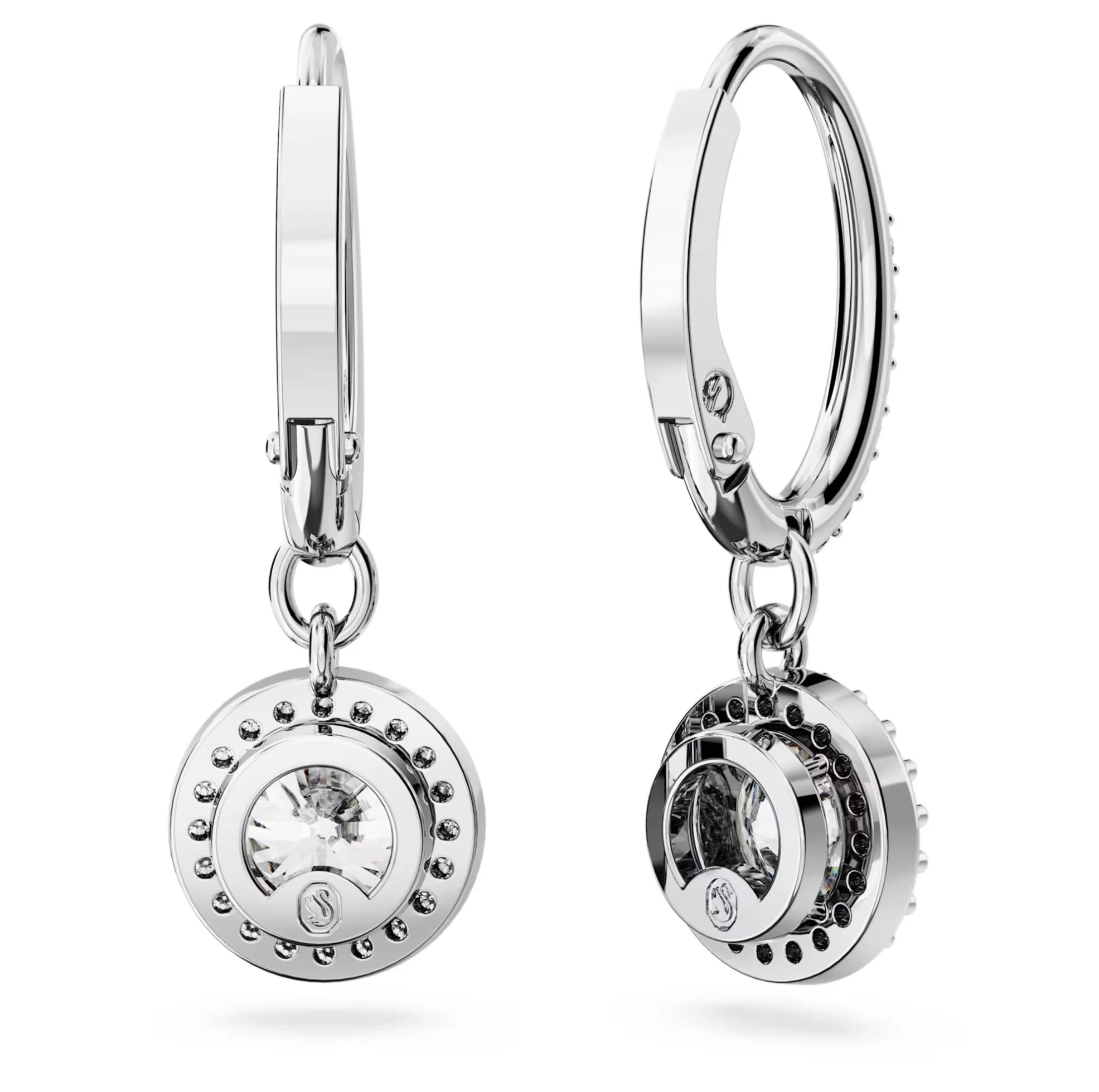 Swarovski Constella Drop Earrings - Round cut, Pavé, White, Rhodium plated - Image 3