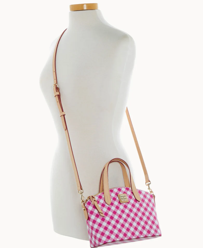 Dooney & Bourke Gingham II Ruby Satchel Handbag - Image 4