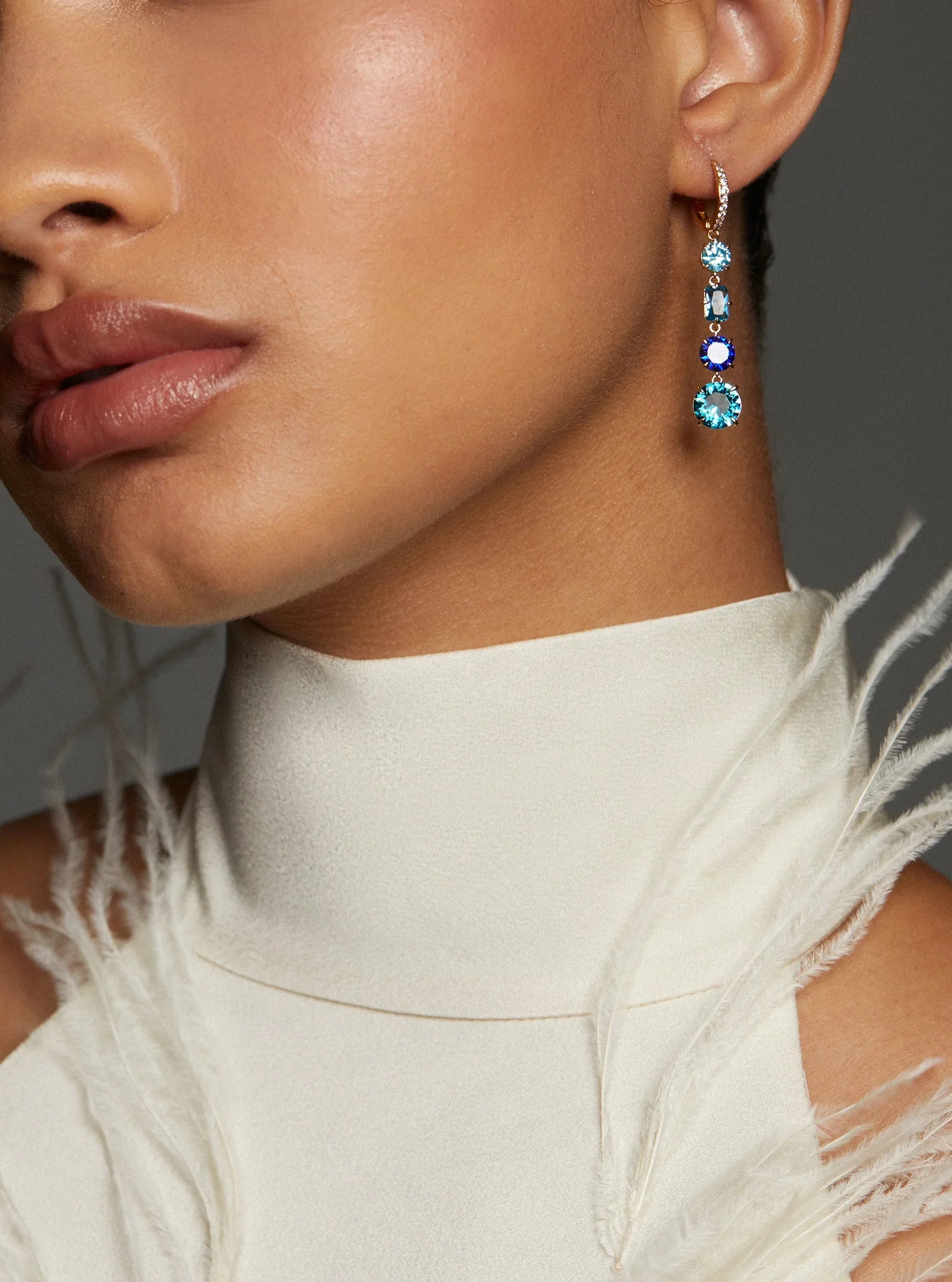 Nadri Stellar Multi Stone Linear Leverback Earrings - Image 2