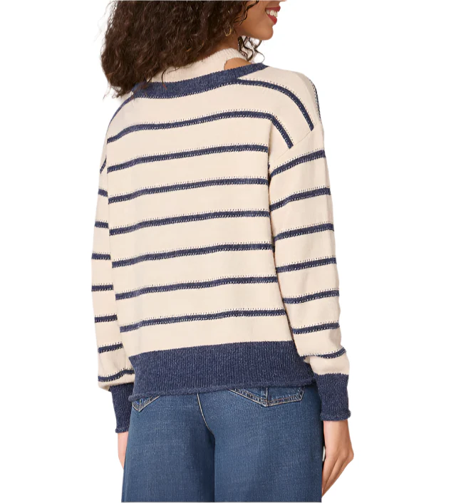 Democracy Womens Striped Twofer V-Neck Pullover Sweater - Image 3