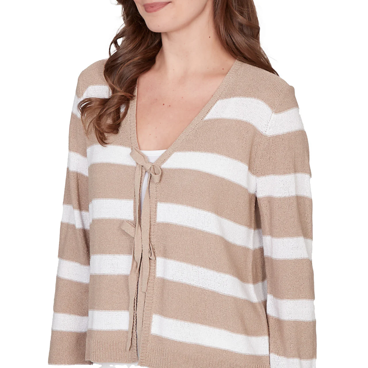 Ruby Rd. Womens Striped Tie Front Sweater Cardigan - Image 5